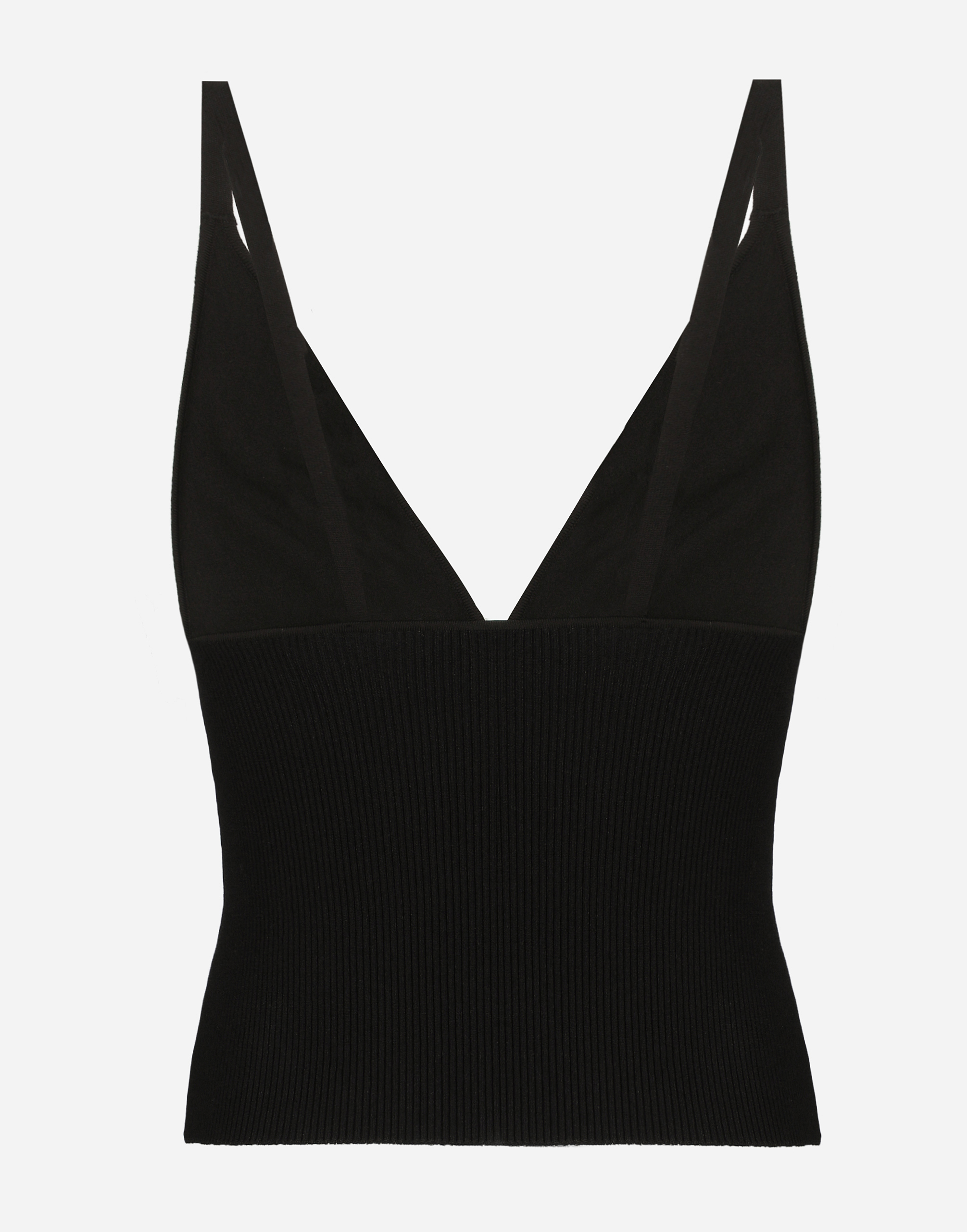 Dolce & Gabbana Ribbed-knit Cropped Tank Top In ブラック