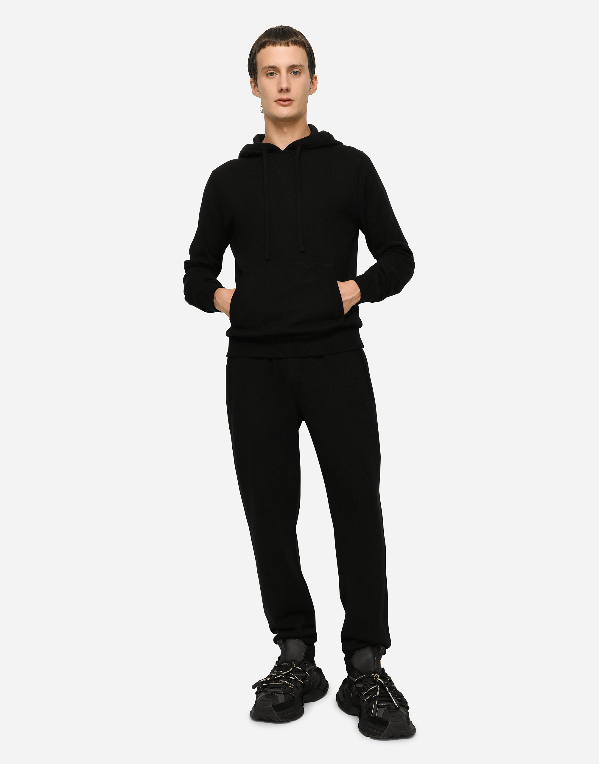 Shop Dolce & Gabbana Cashmere Jogging Pants With Dg Logo In Black