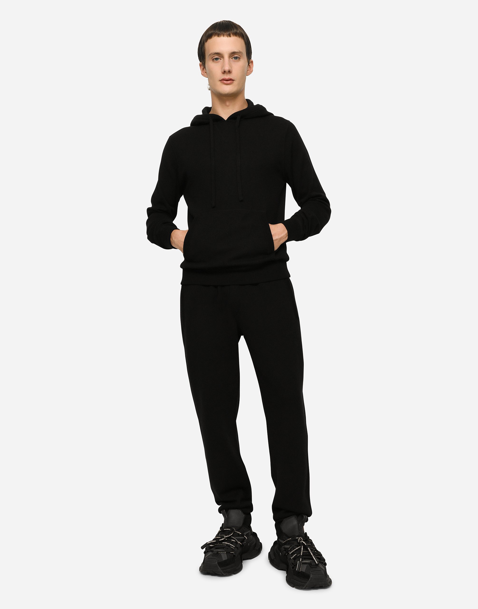 Dolce & Gabbana Cashmere Jogging Pants With Dg Logo In Black