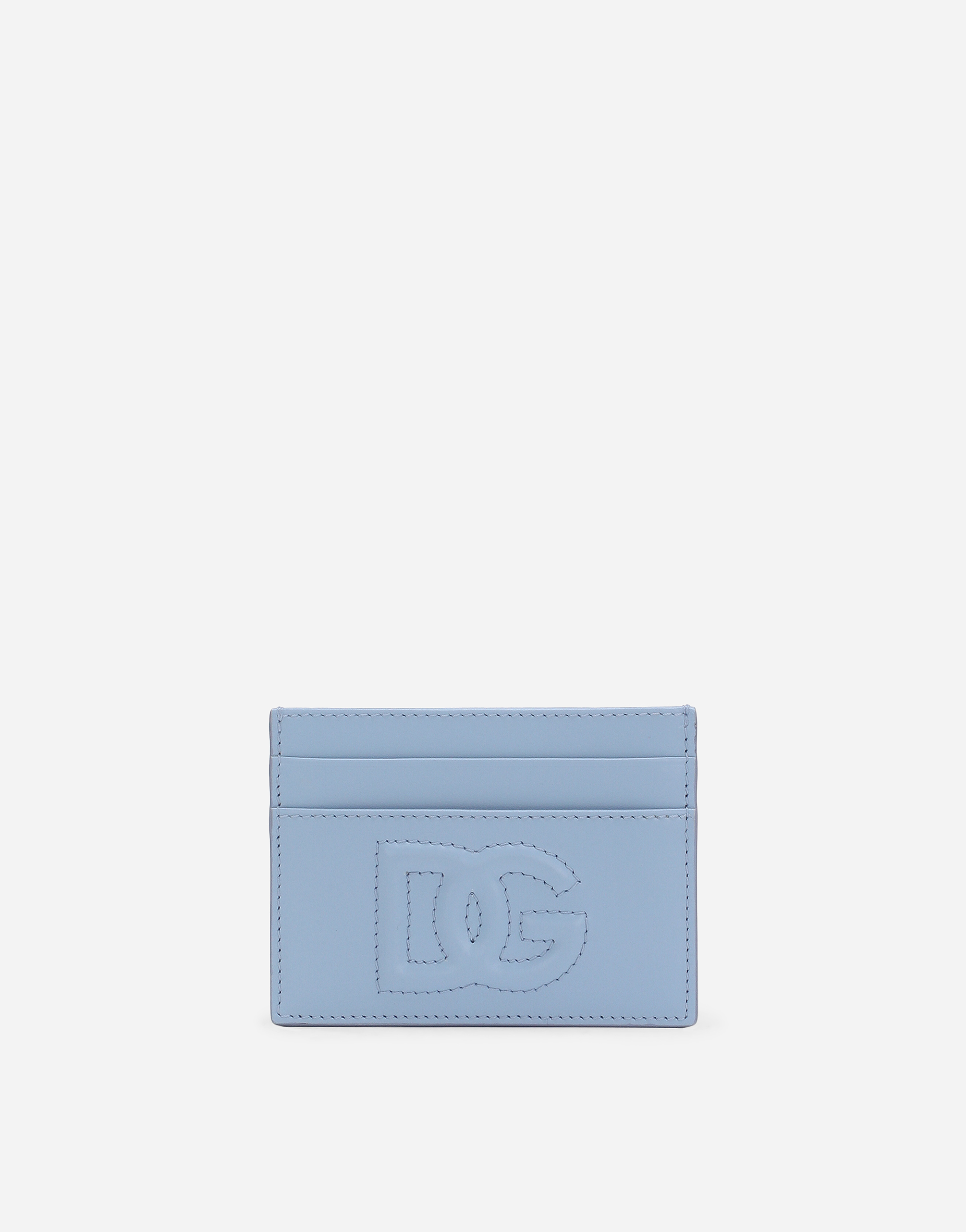 Dolce & Gabbana Logo Detail Leather Card Holder In Light Blue