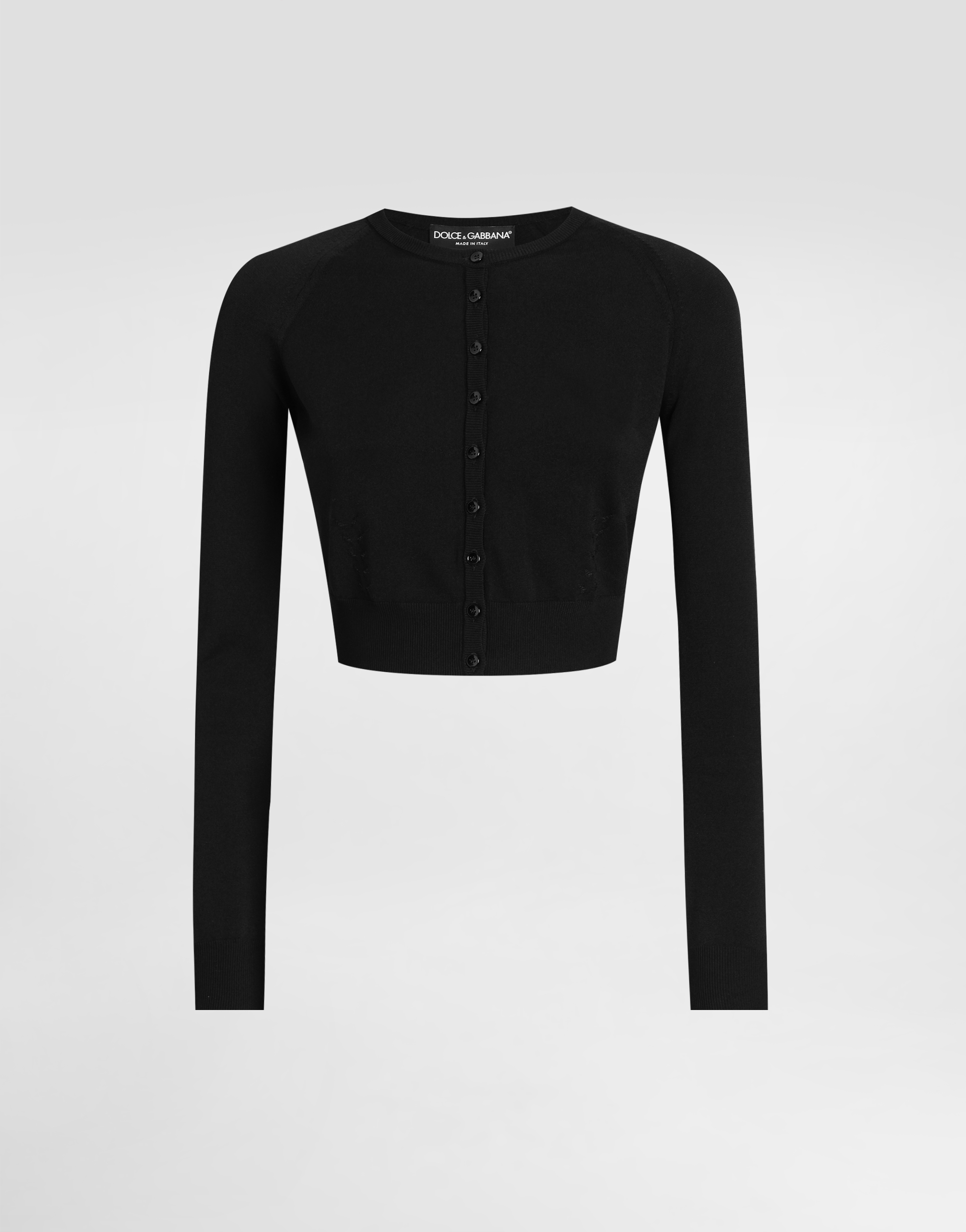 Cropped viscose cardigan in Black for Women | Dolce&Gabbana®