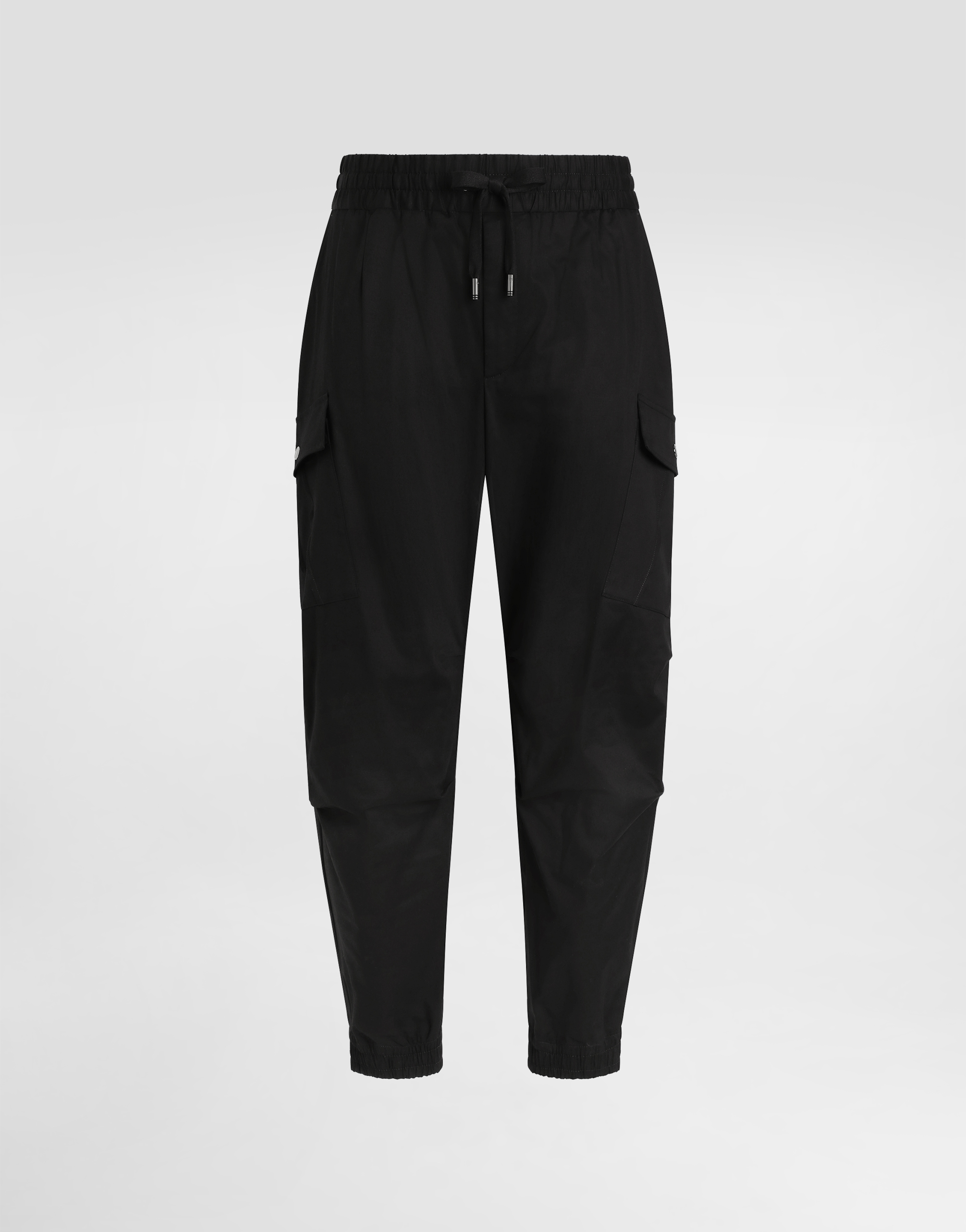 Dolce & Gabbana Cotton Cargo Pants With Branded Tag - Man Pants And Shorts Black Cotton