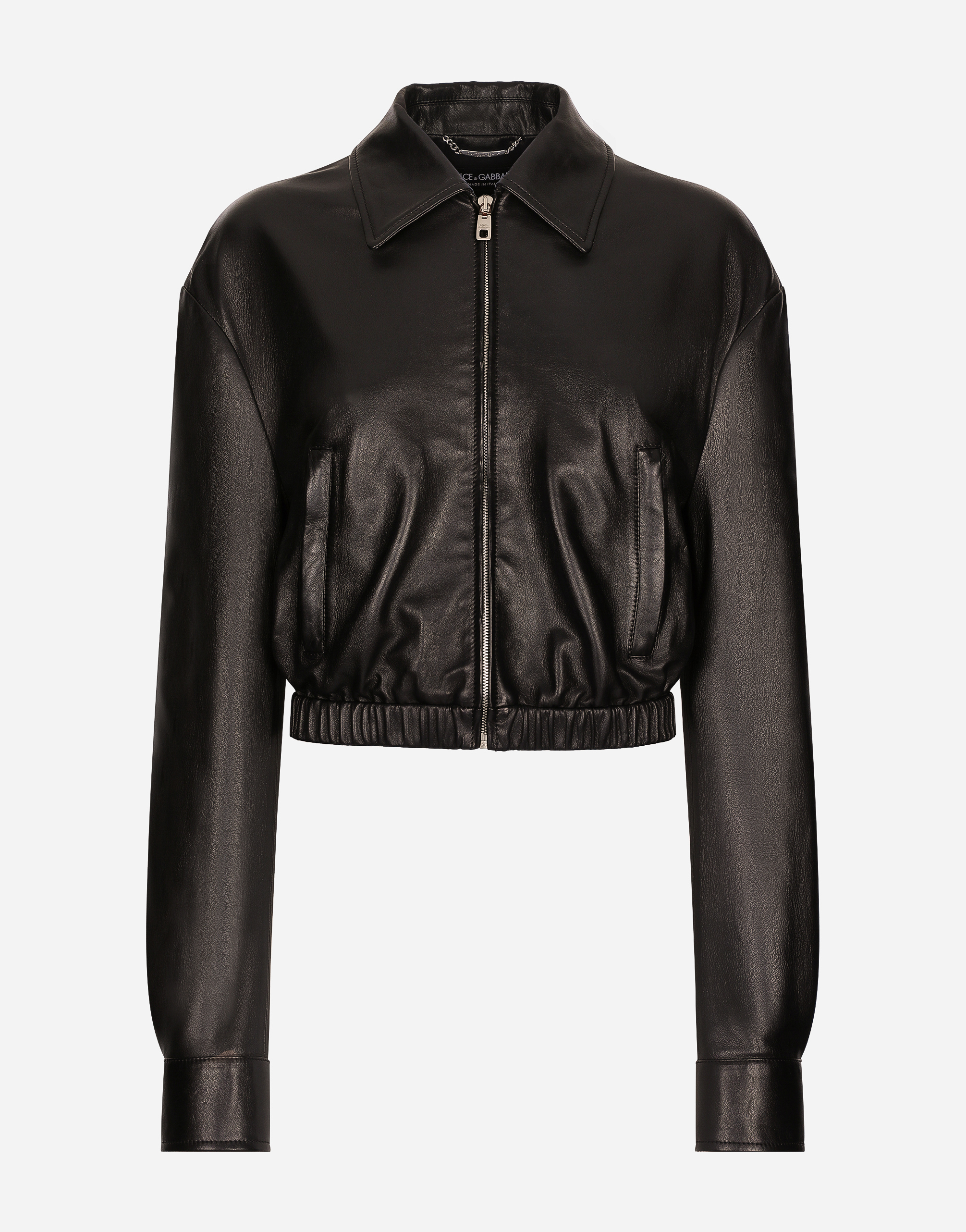 Dolce & Gabbana Lambskin Bomber Jacket In Black