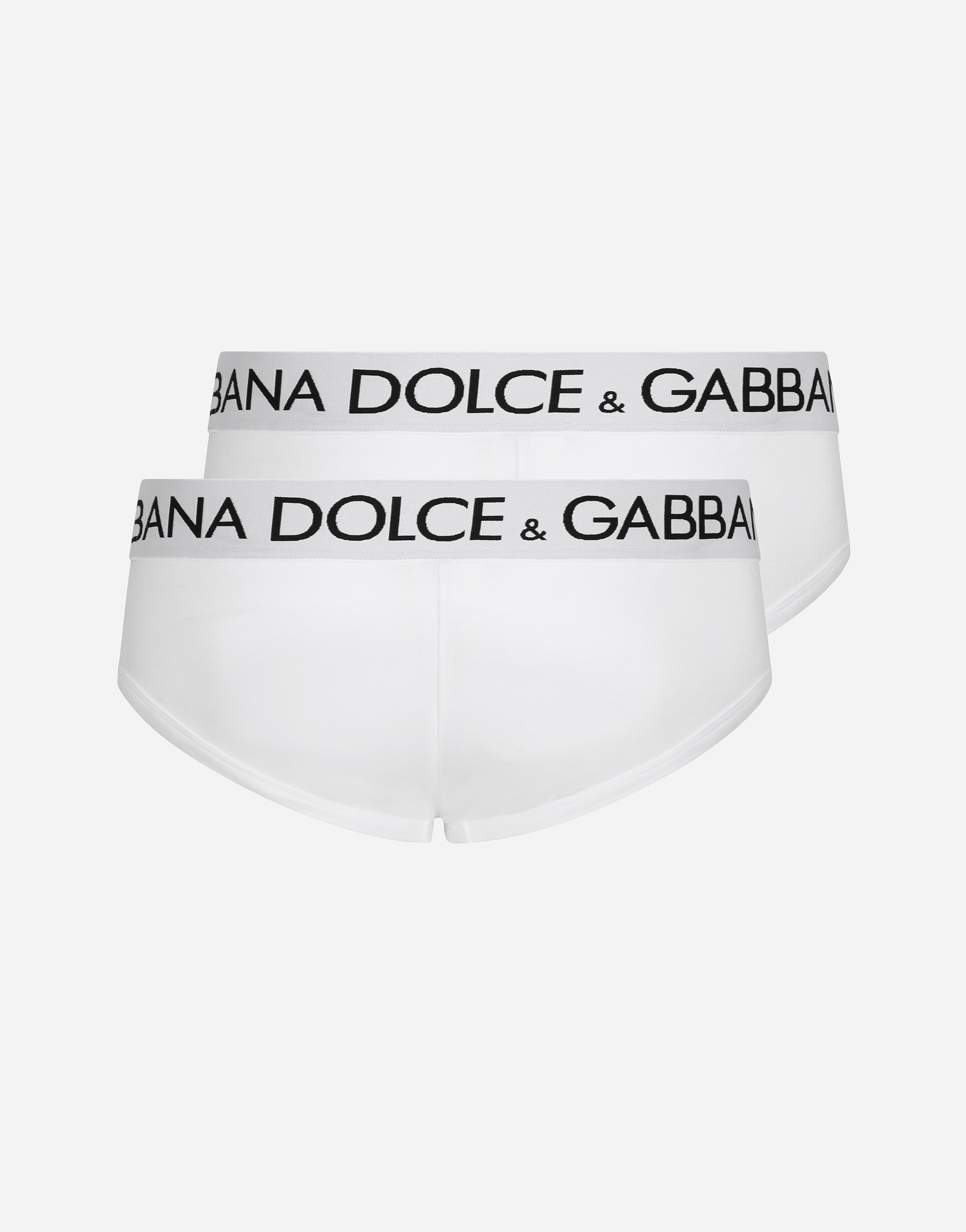 Shop Dolce & Gabbana Two-pack Cotton Jersey Brando Briefs In White