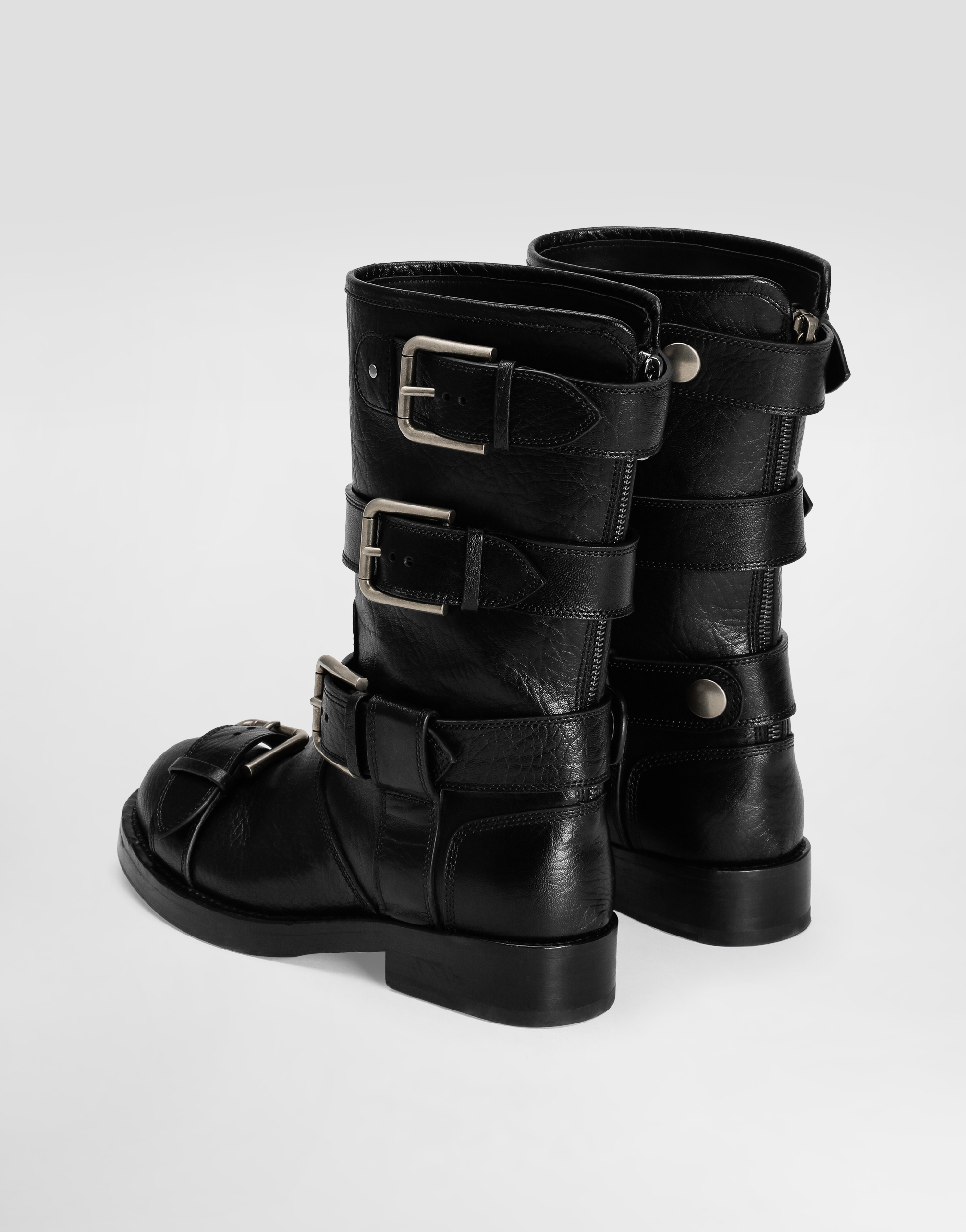 Dolce & Gabbana Stylish Mid-calf Round Toe Chunky Heel Boots In Black