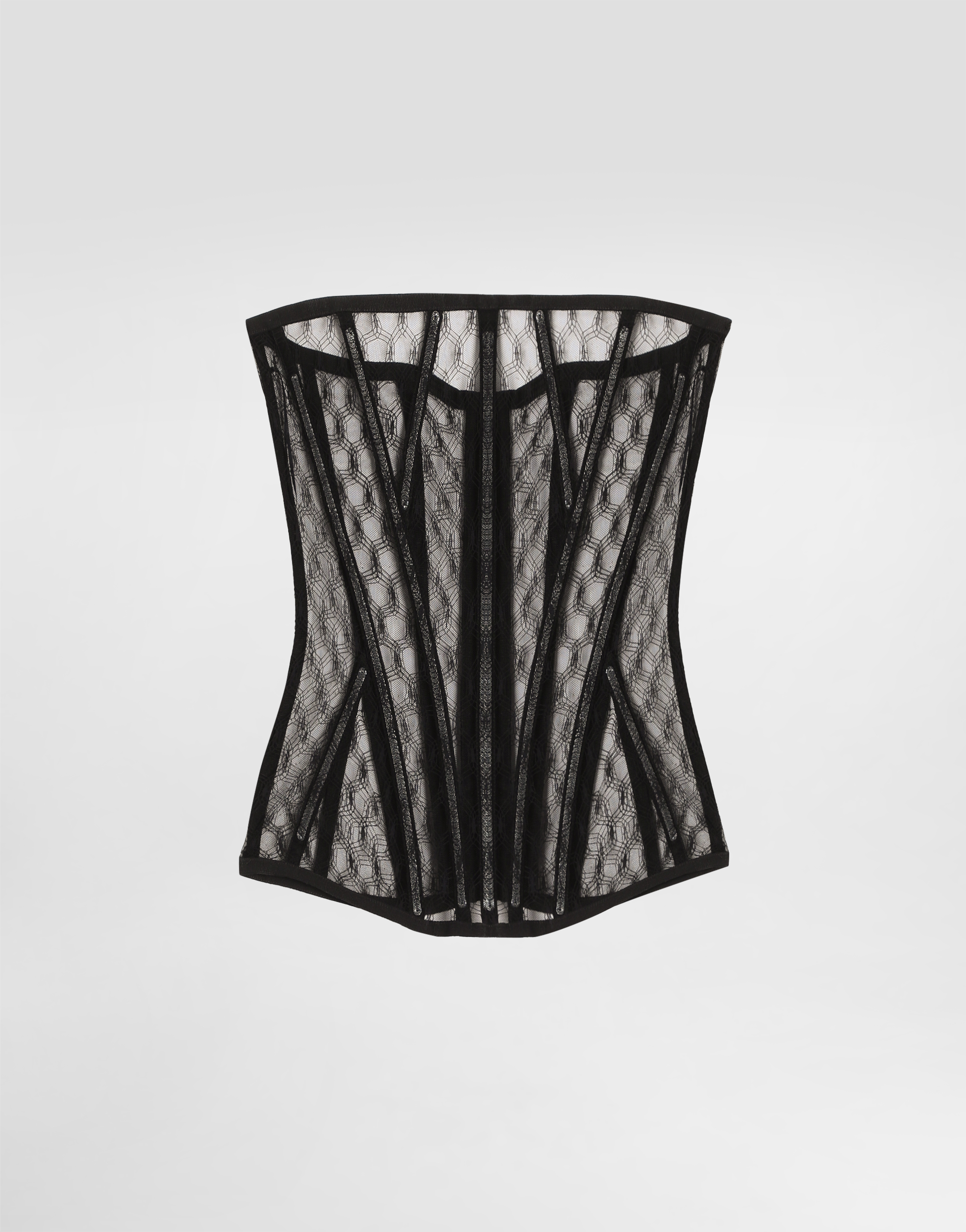 Dolce & Gabbana Mesh Tulle Corset In Nero