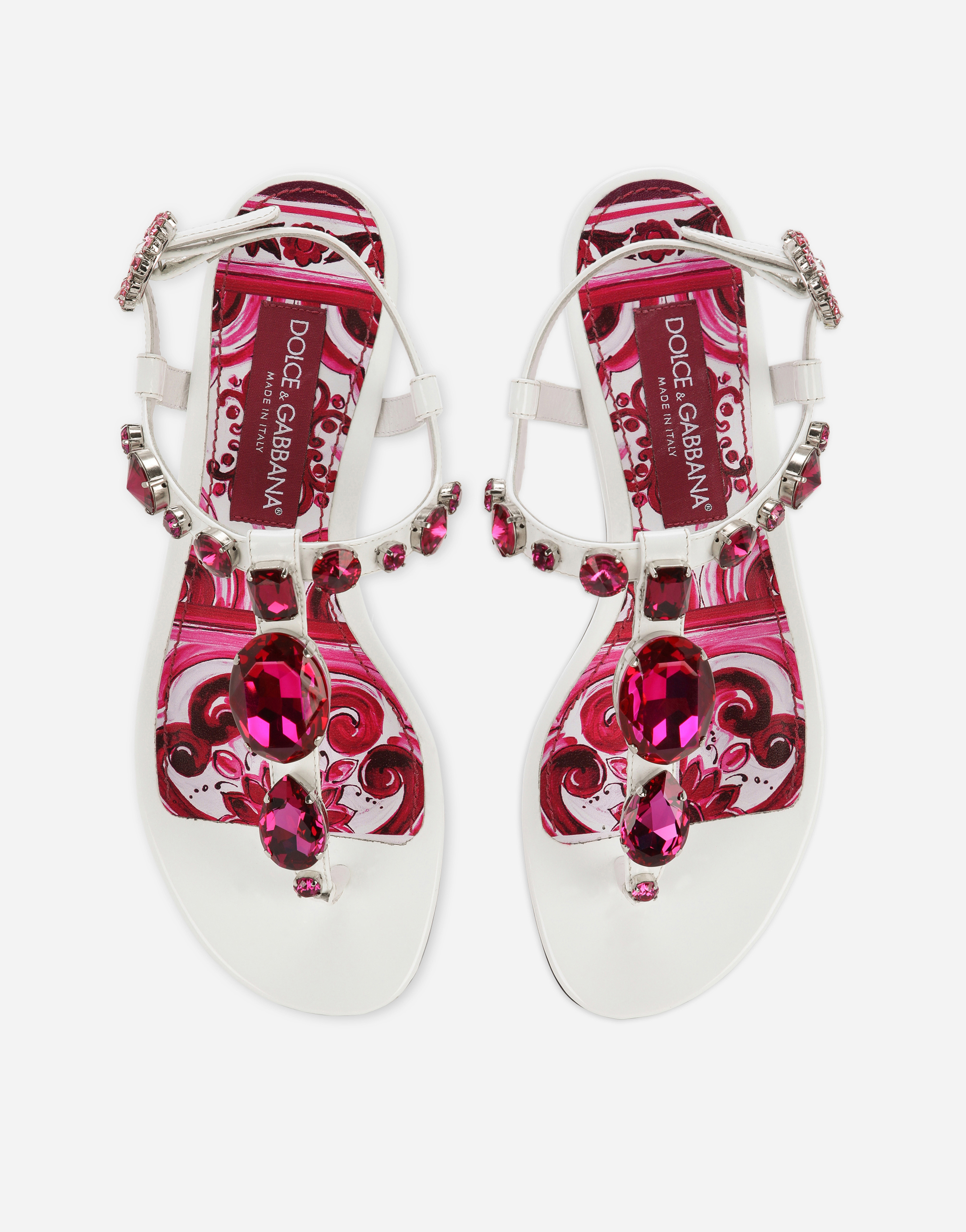 DOLCE & GABBANA PATENT LEATHER THONG SANDALS