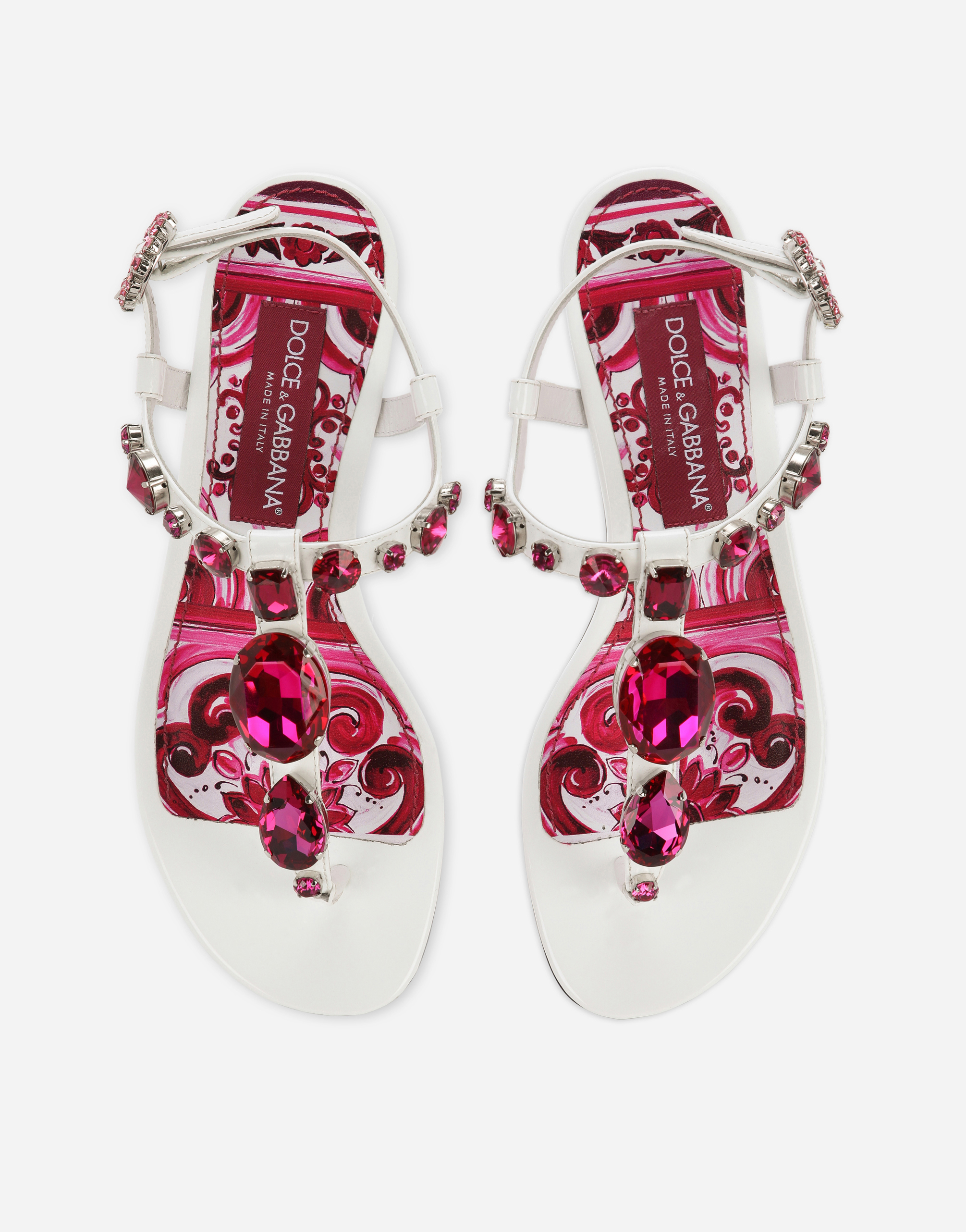Shop Dolce & Gabbana Patent Leather Thong Sandals In Multicolor