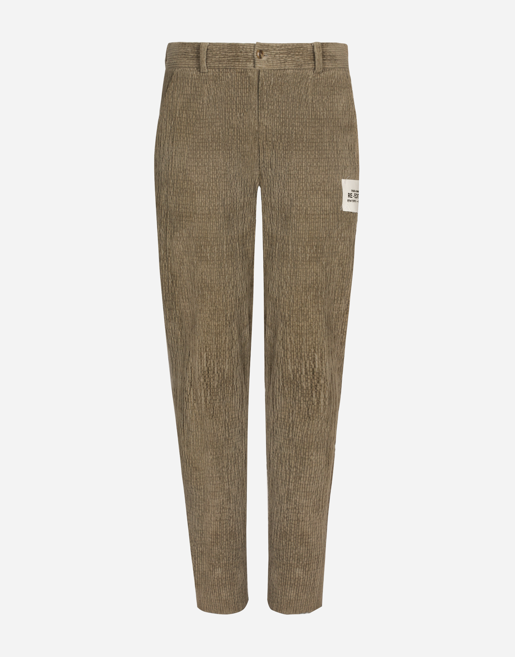 Shop Dolce & Gabbana Corduroy Pants With Re-edition Label In Multicolor