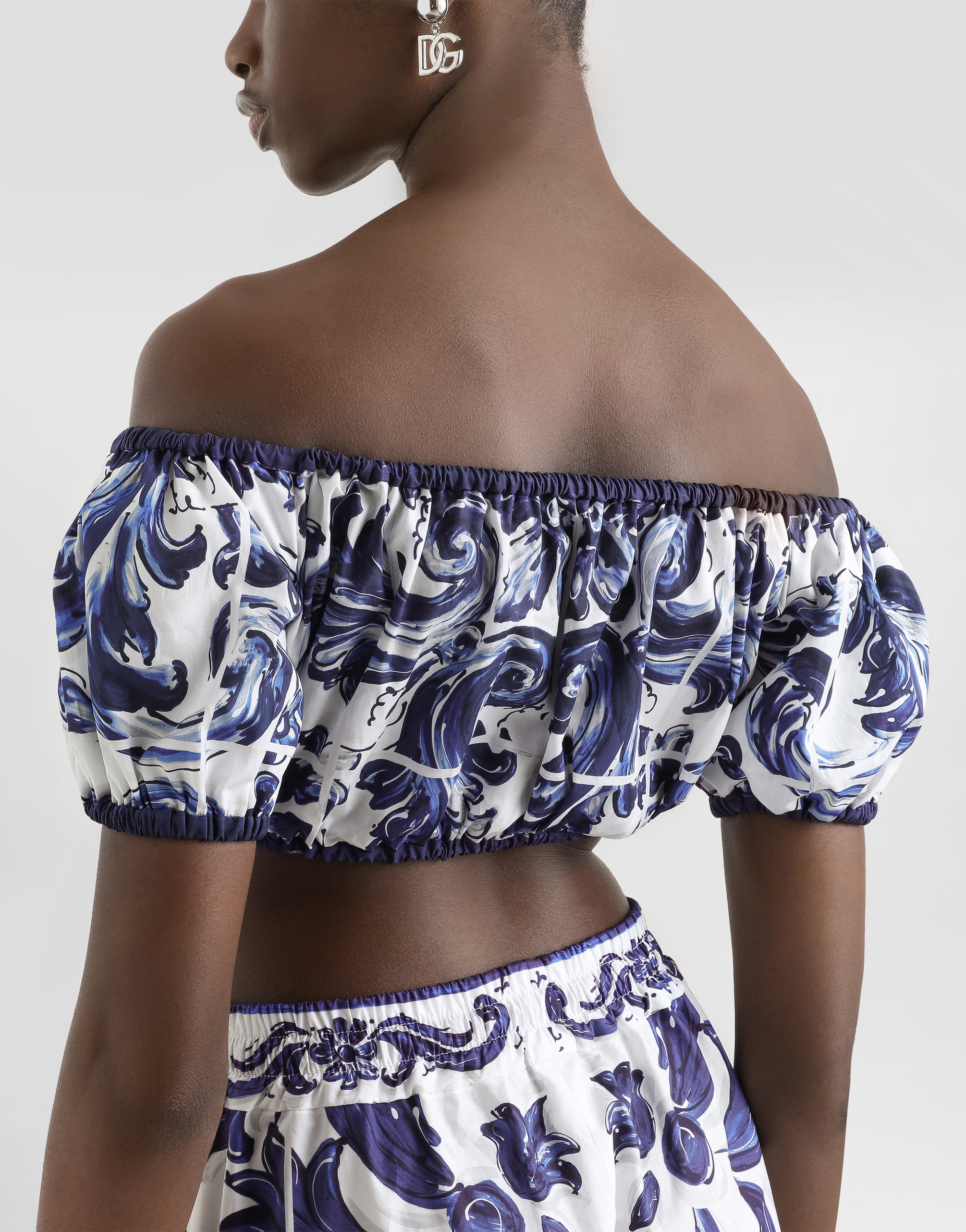Majolica-print cotton top