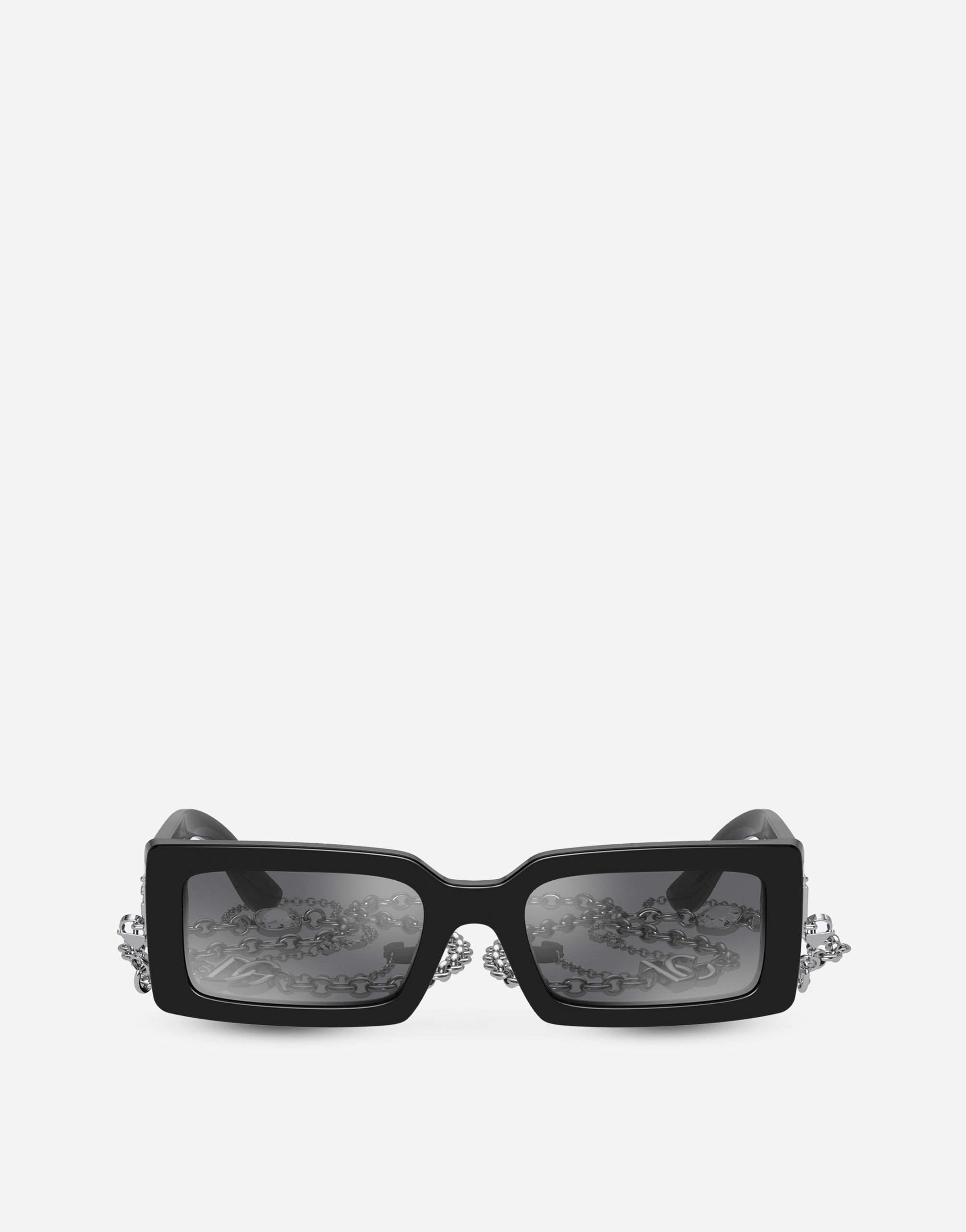Dolce & Gabbana Zebra Rectangle-frame Sunglasses In Black