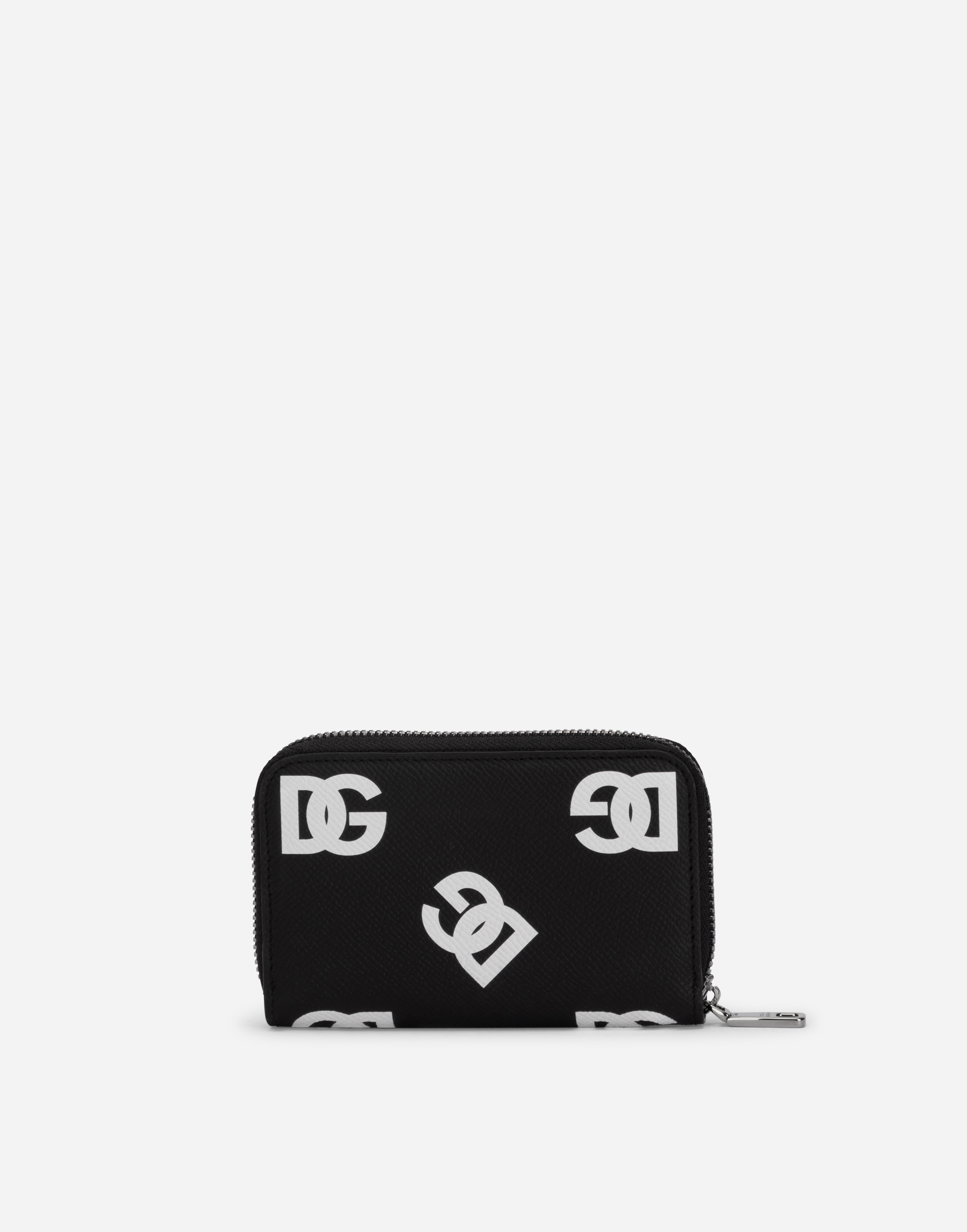 DOLCE & GABBANA SMALL CALFSKIN ZIP-AROUND WALLET WITH ALL-OVER DG PRINT