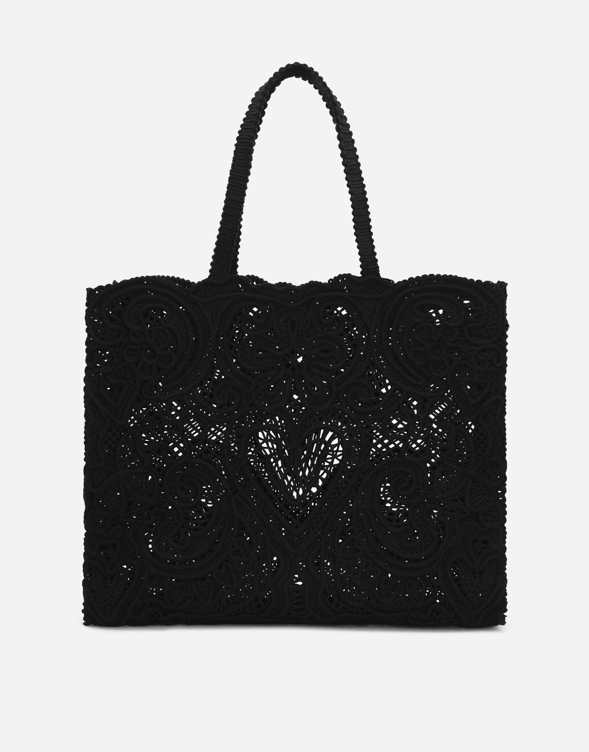 Shop Dolce & Gabbana Large Cordonetto Lace Beatrice Bag In Black