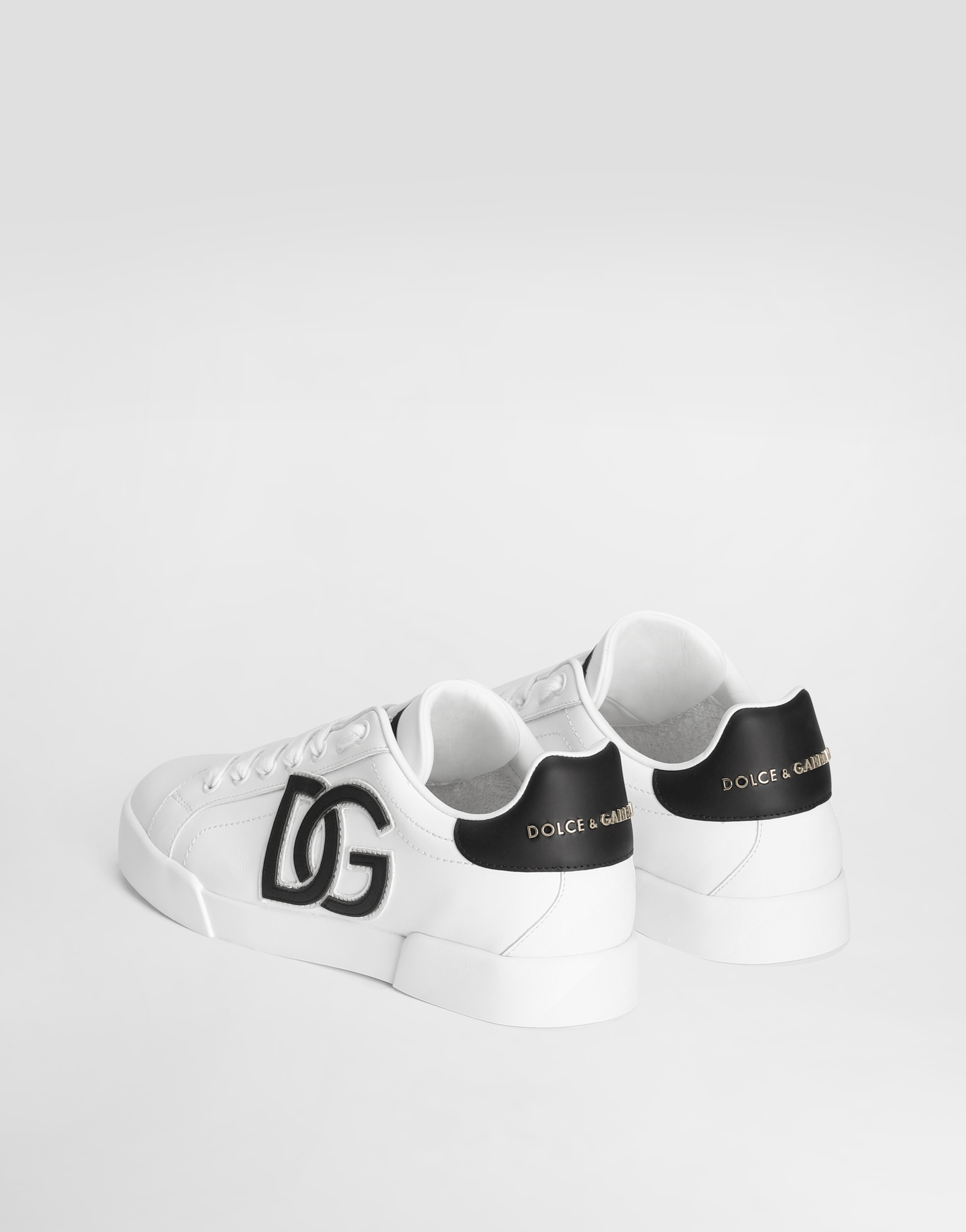 Dolce & Gabbana Calfskin Portofino Sneakers With Dg Logo In Multi