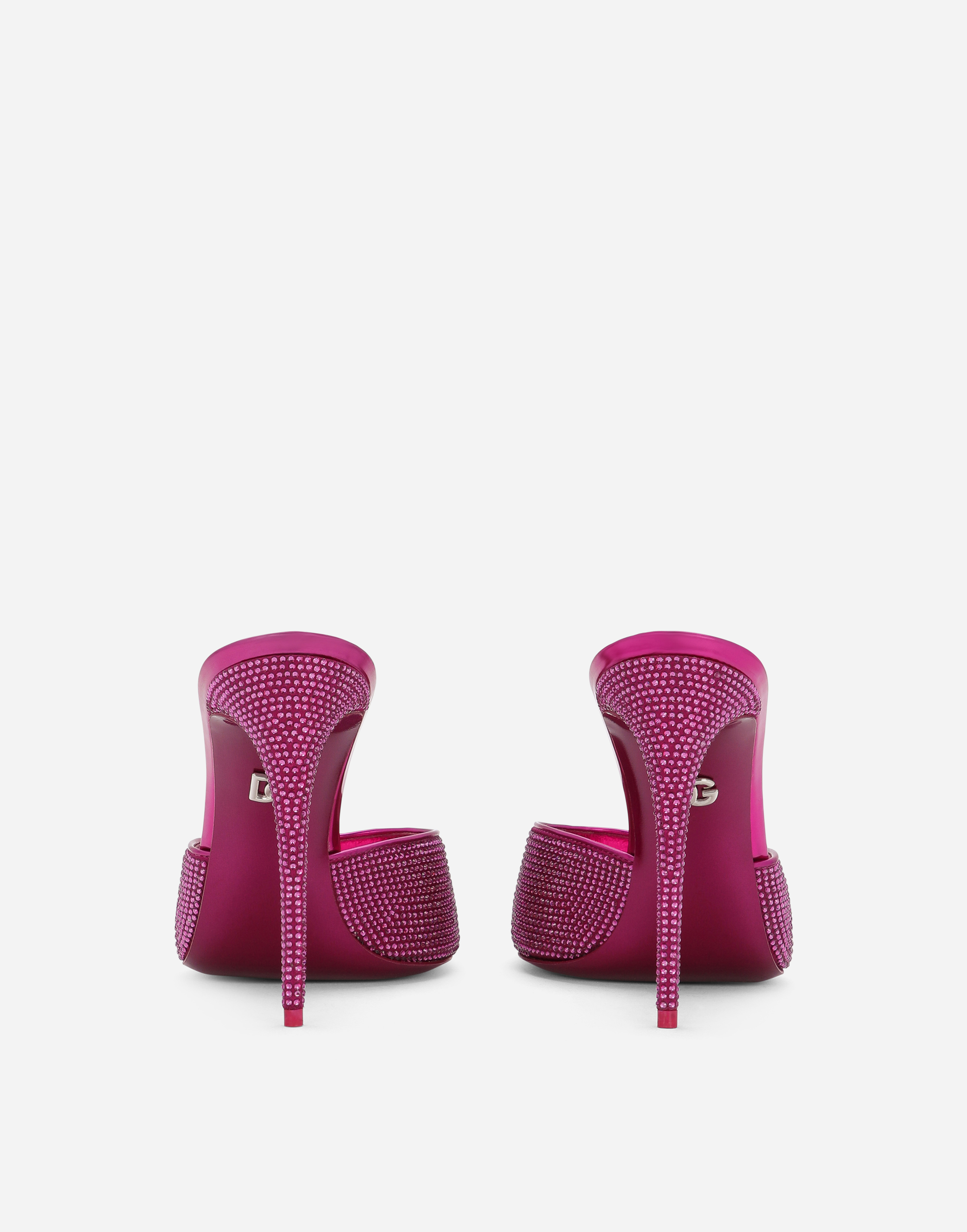 DOLCE & GABBANA SATIN MULES WITH FUSIBLE RHINESTONES