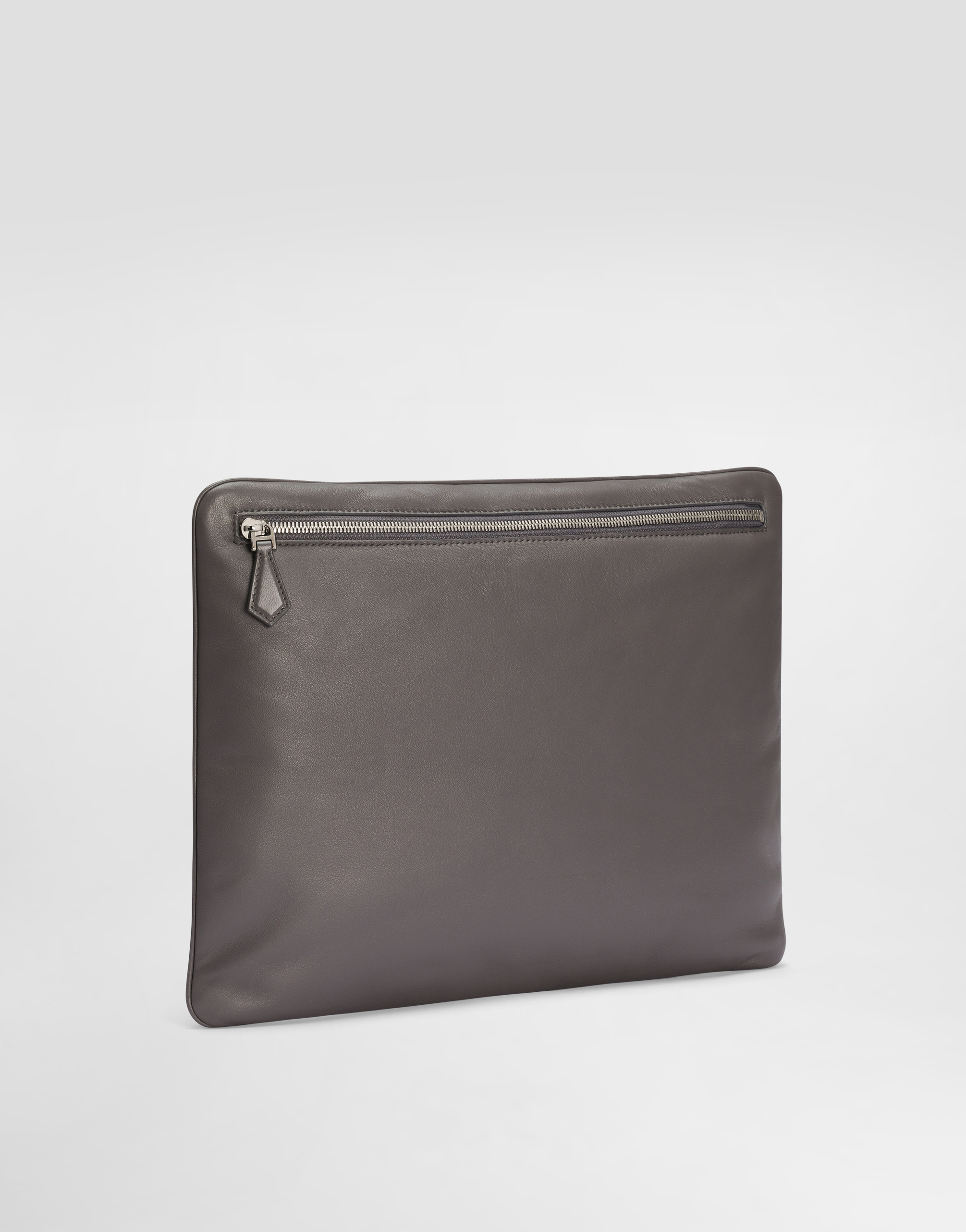 Dolce & Gabbana Calfskin Nappa Leather Pouch In Grey