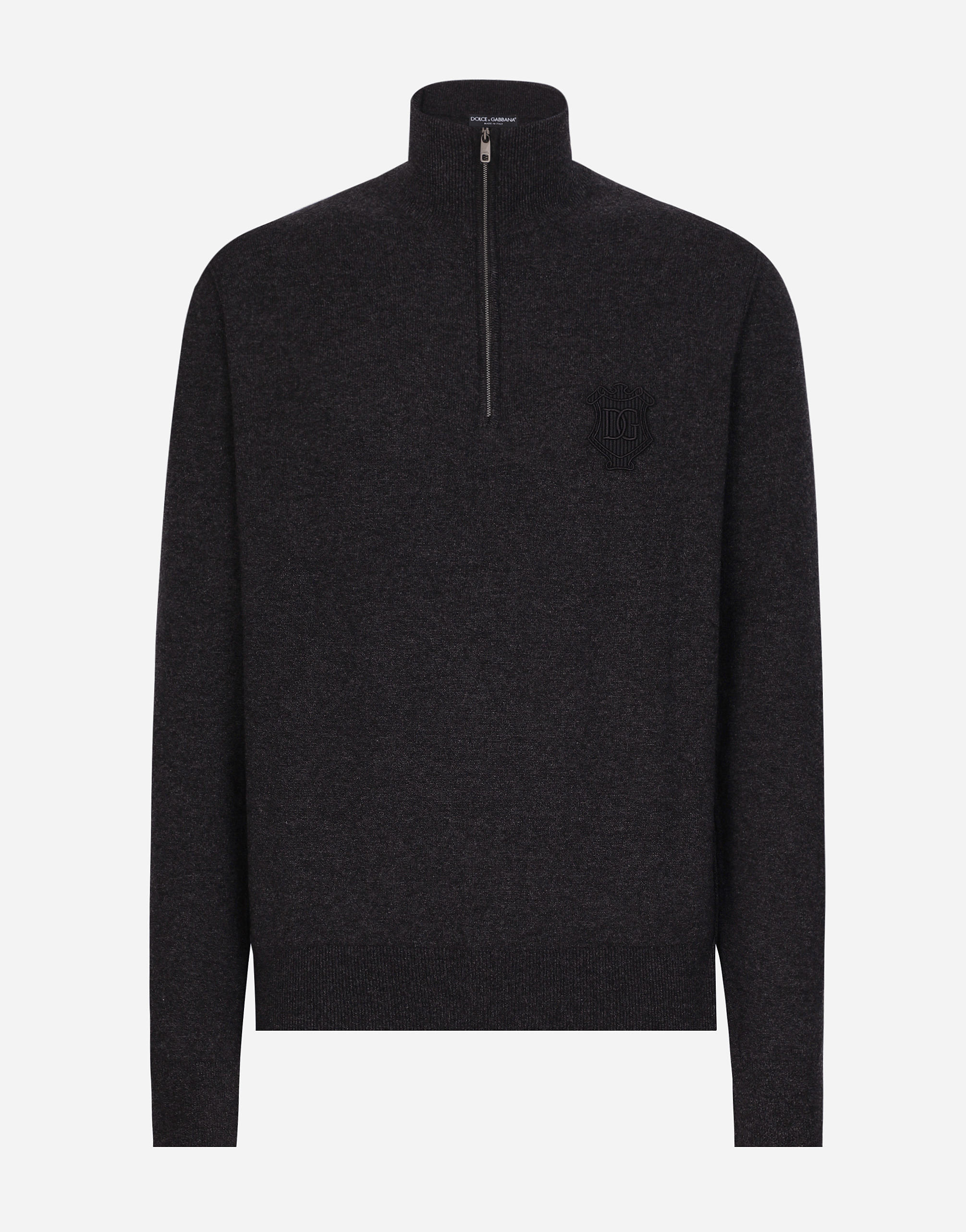 Dolce & Gabbana Zip-up Cashmere Turtle-neck Sweater - Man Sweaters And Cardigans Gray