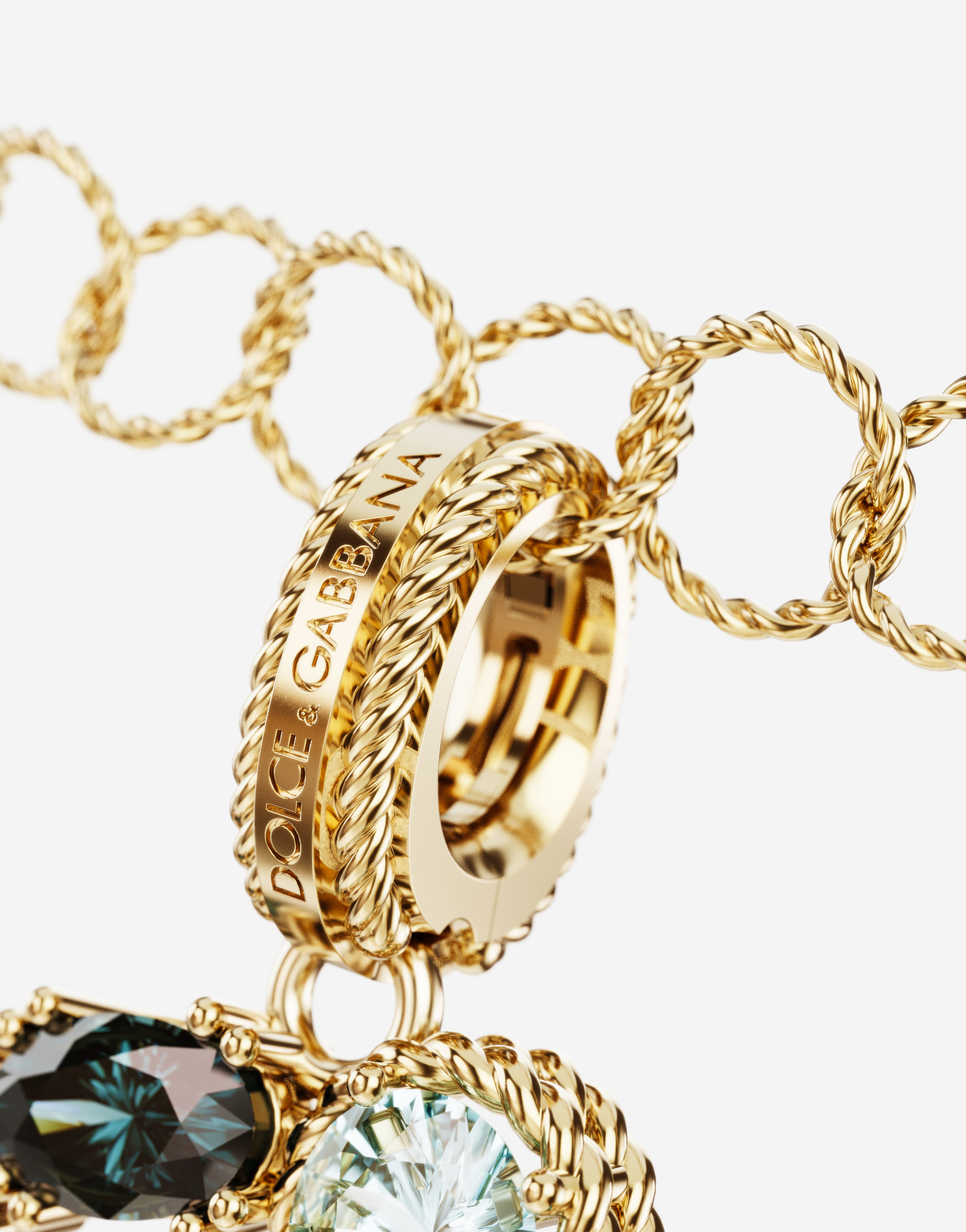Dolce & Gabbana Rainbow Alphabet G 18 Kt Yellow Gold Charm With Multicolor Fine Gems Gold Female Onesize In Gold