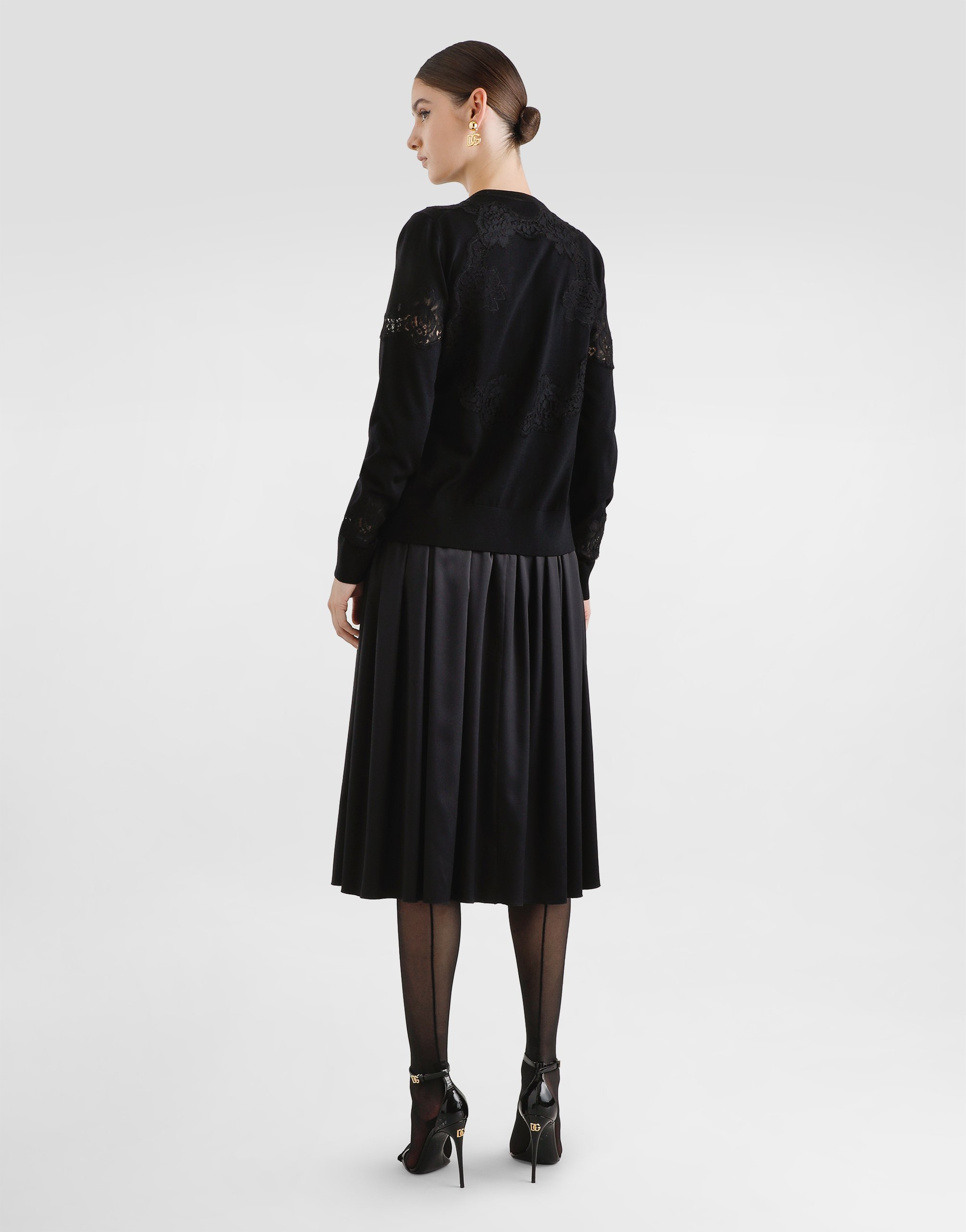 Dolce & Gabbana Wool And Lace Tank Top In Black