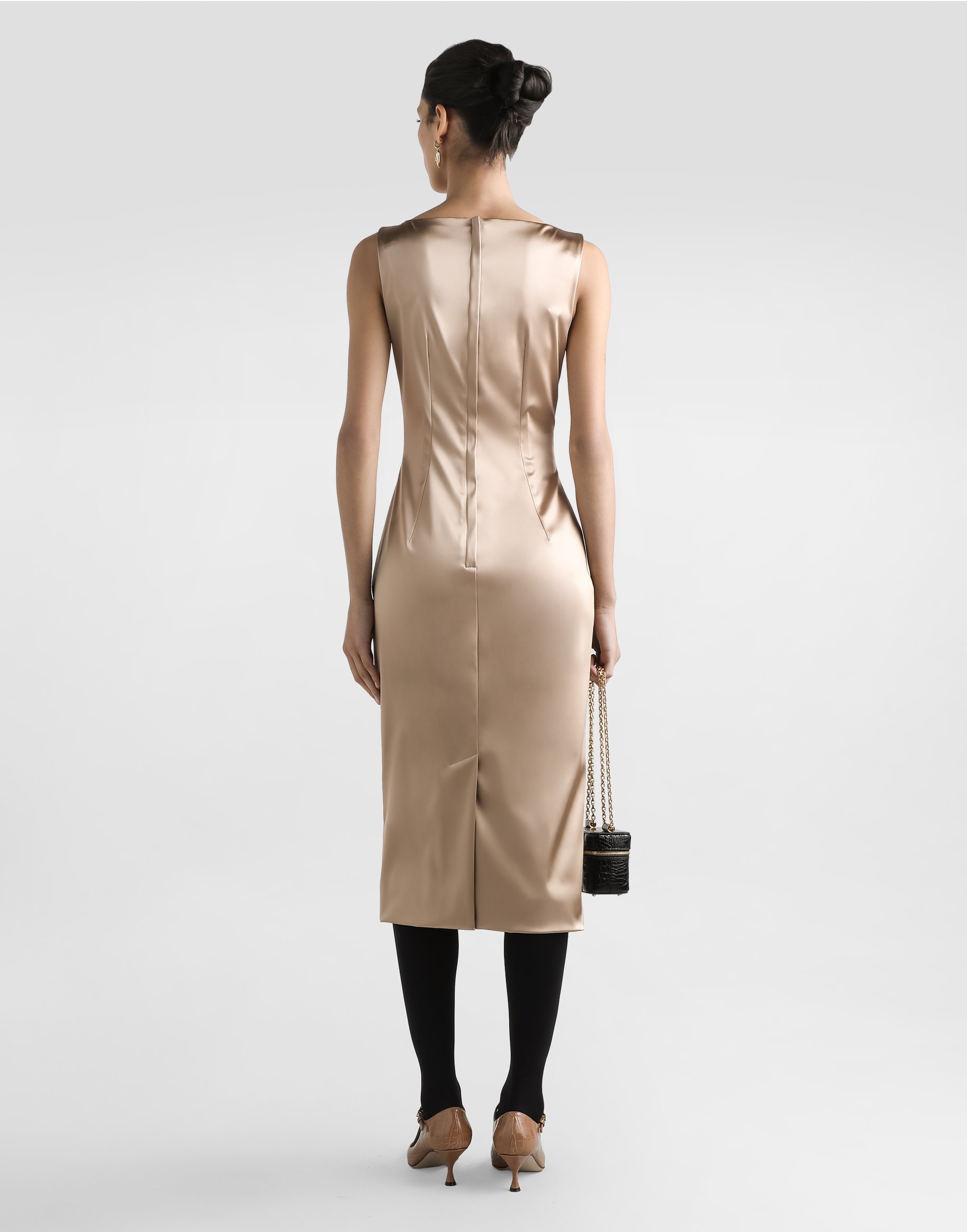Stretch satin midi dress