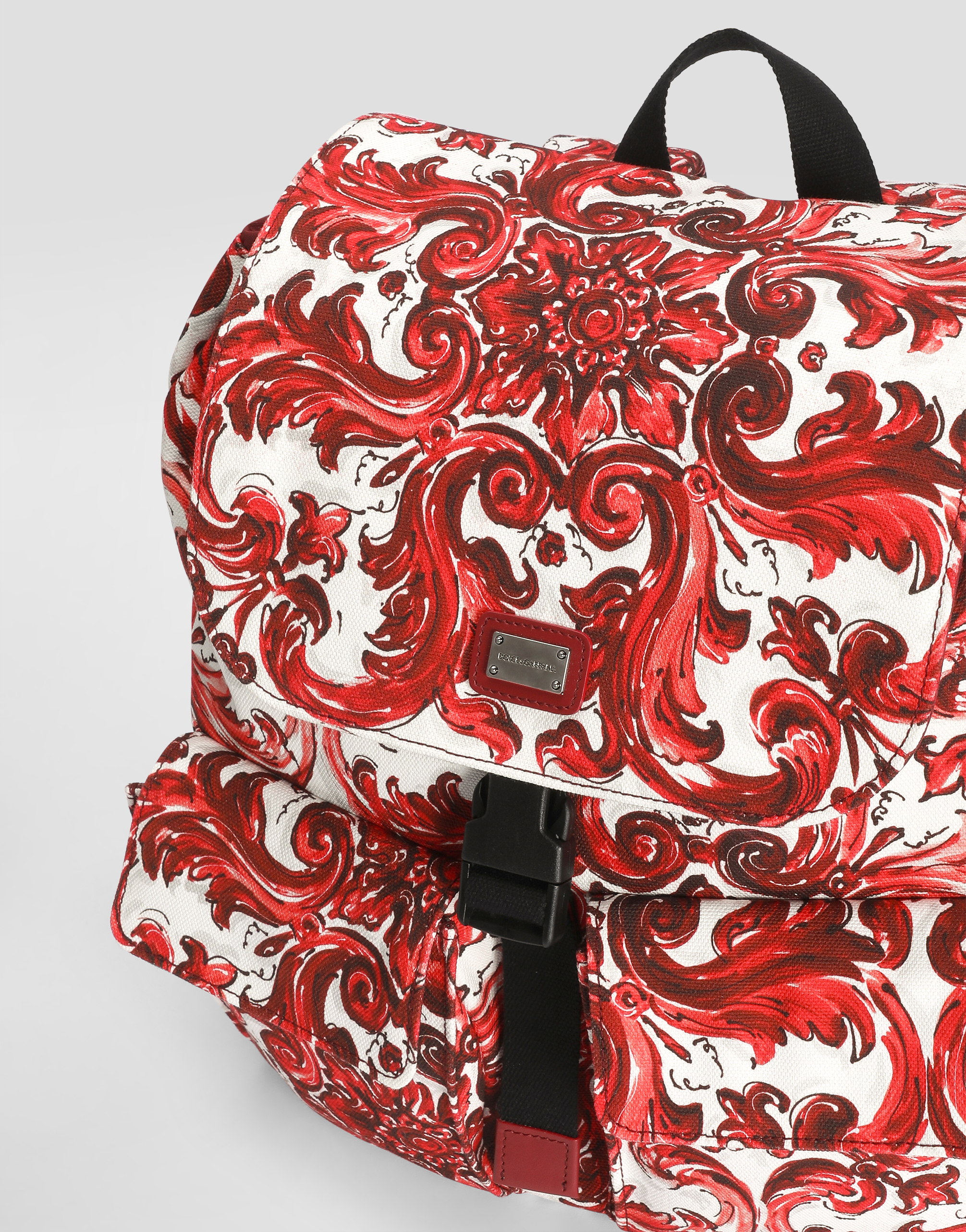 Dolce & Gabbana Majolica-print Canvas Backpack In Blue