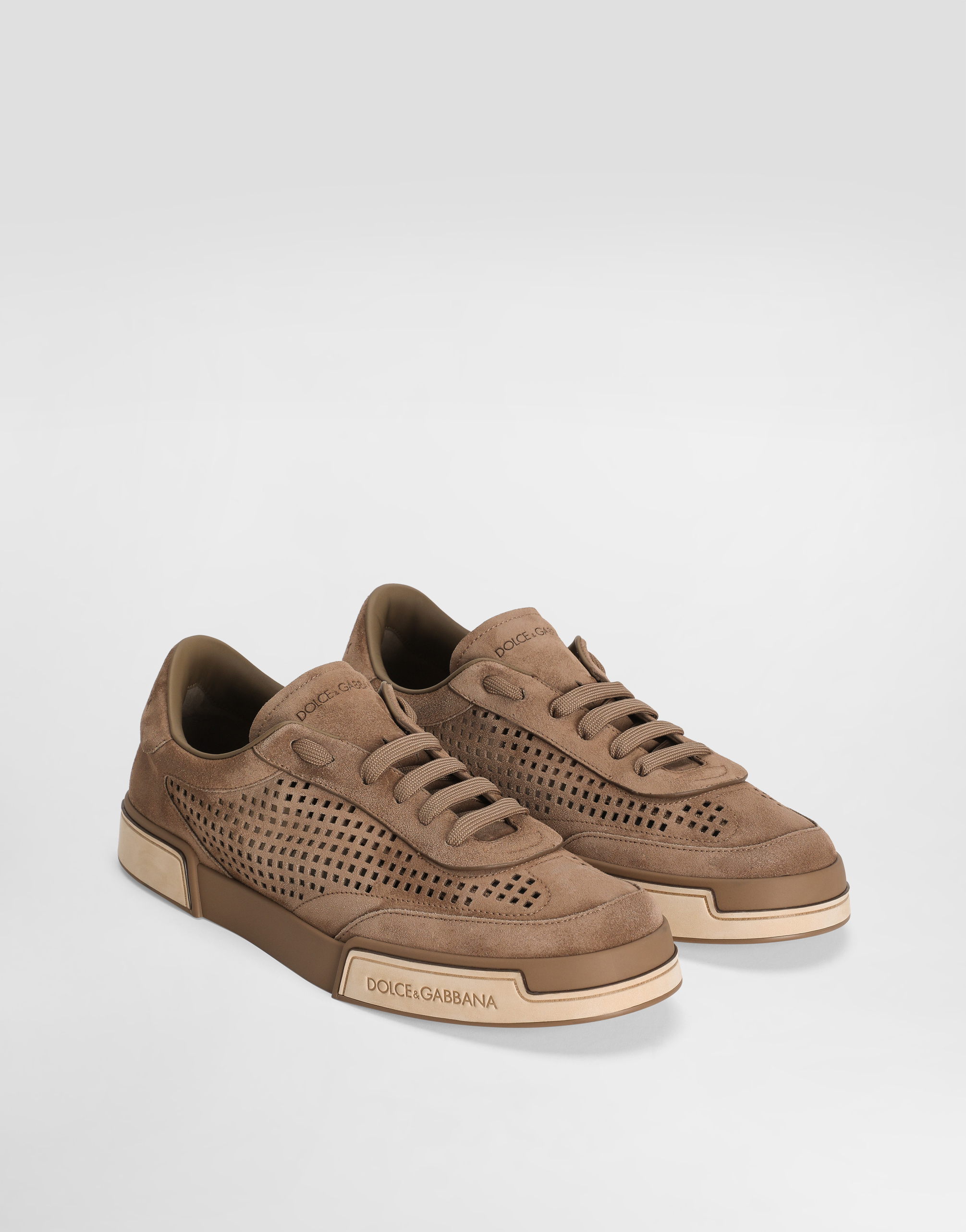 Dolce & Gabbana Suede Sneakers In Beige