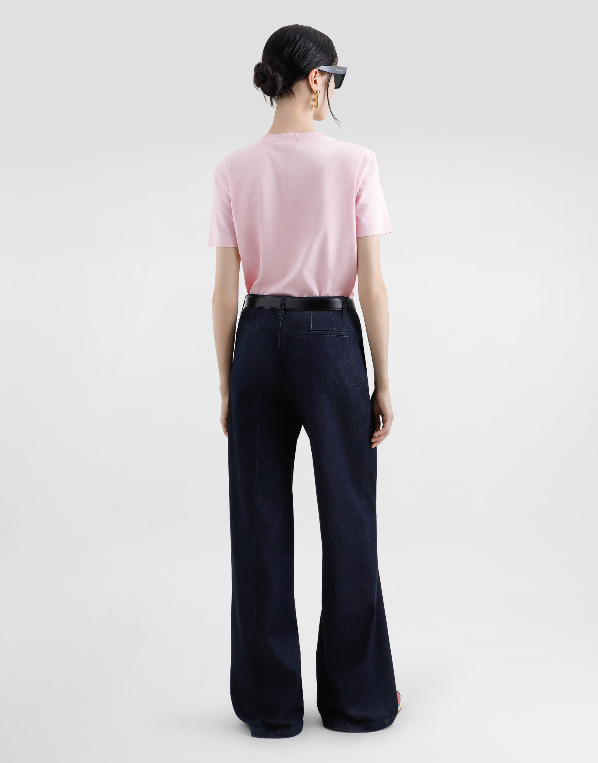 Dolce & Gabbana Oversize Jersey T-shirt With Raised Dg Logo Embroidery In Pink