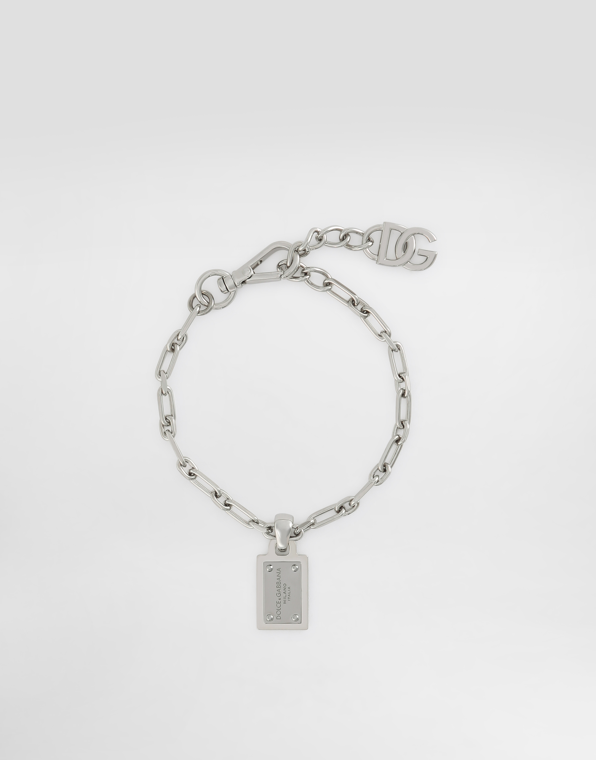 Shop Dolce & Gabbana Bracelet With Dolce&gabbana Logo Tag In Silver