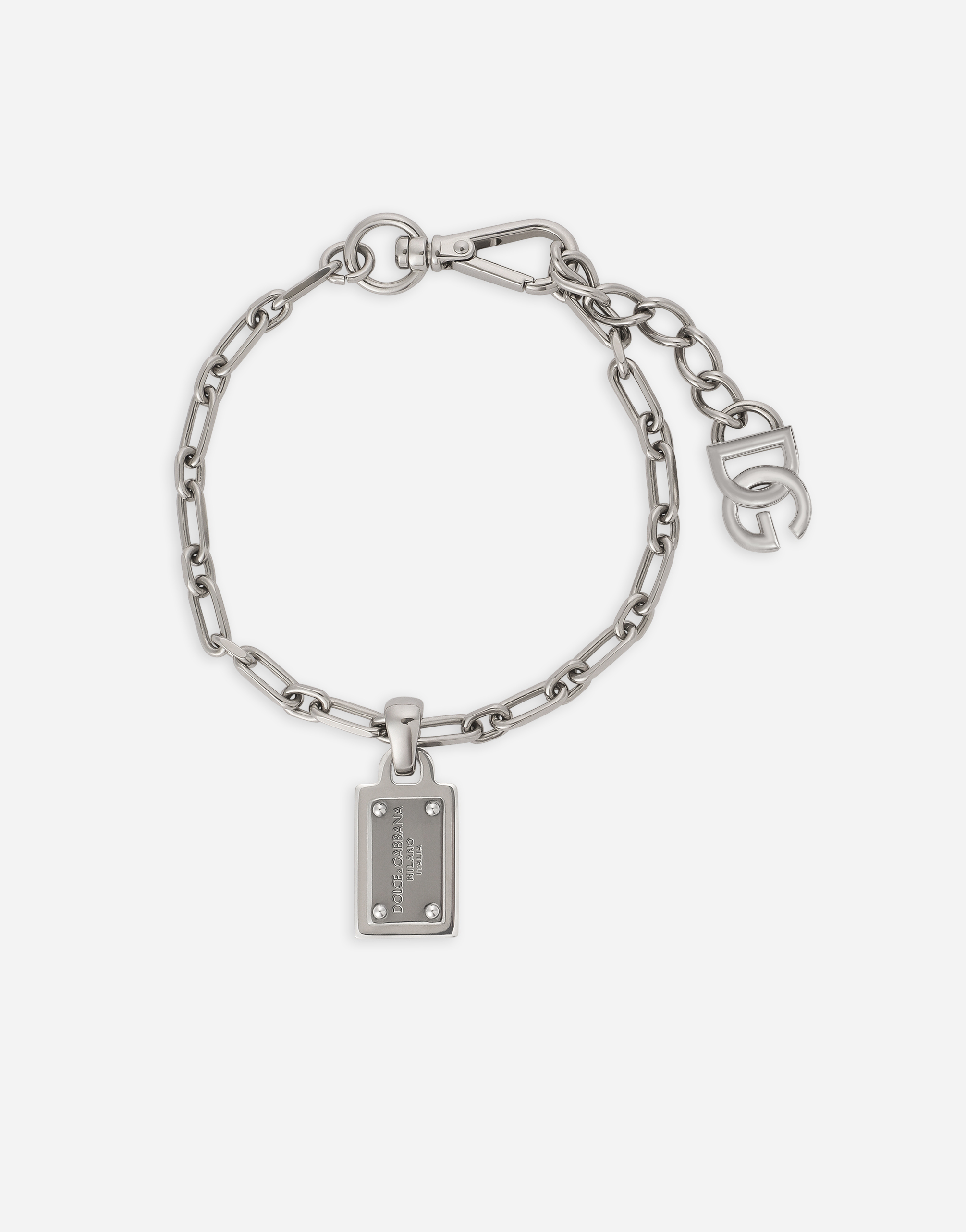 Shop Dolce & Gabbana Bracelet With Dolce&gabbana Logo Tag In Silver