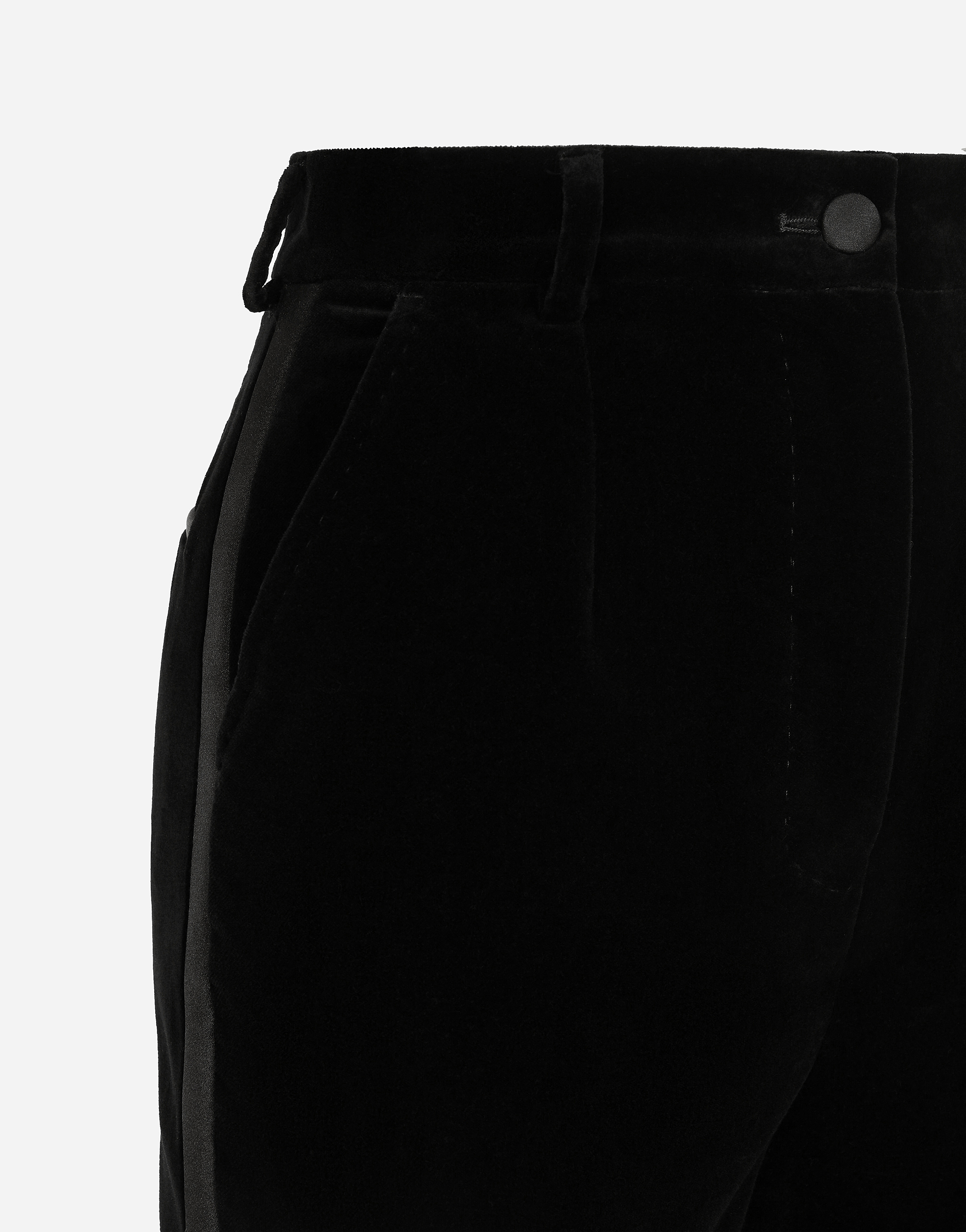 Tailored velvet tuxedo pants