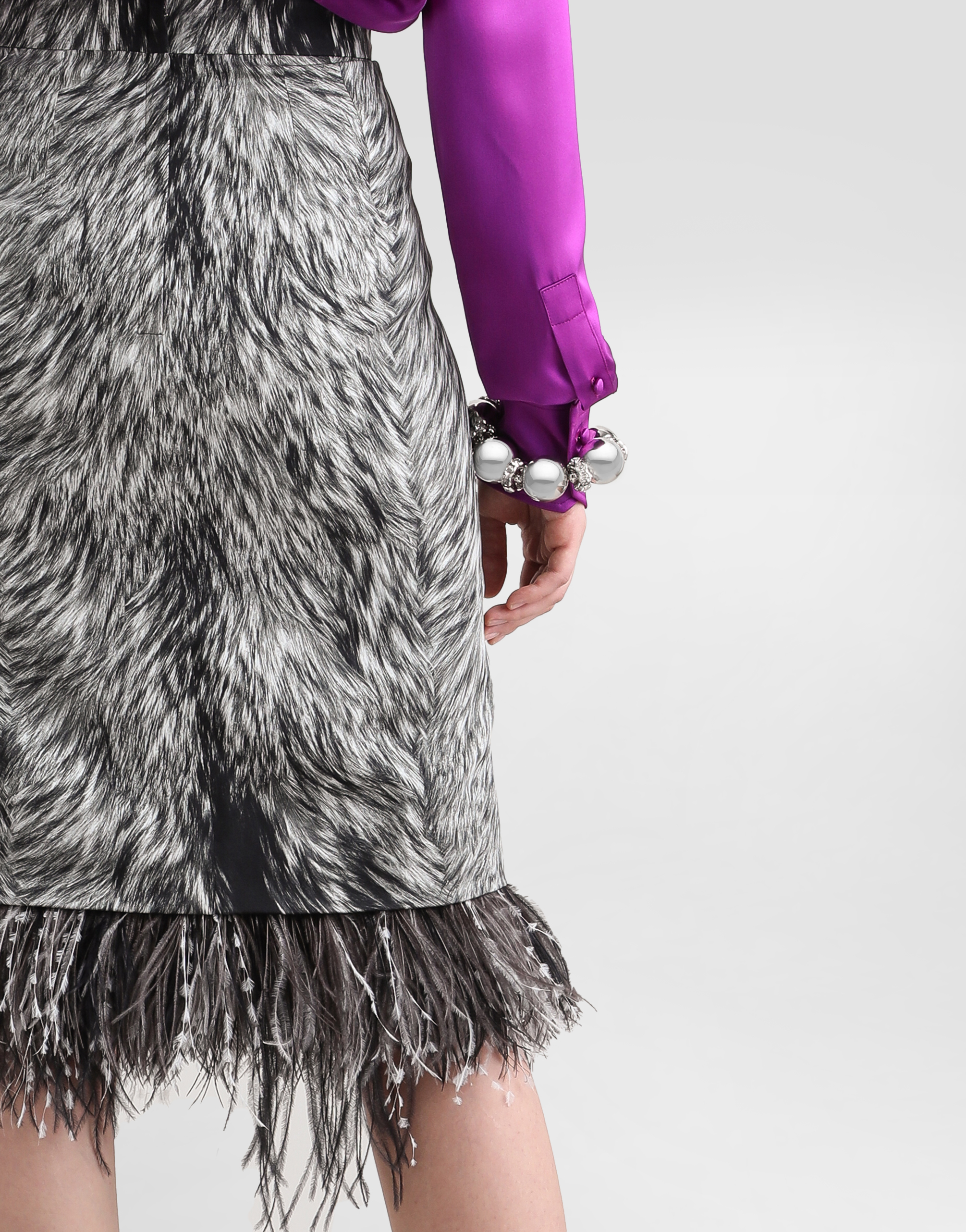 Dolce & Gabbana Charmeuse Midi Pencil Skirt In Grey