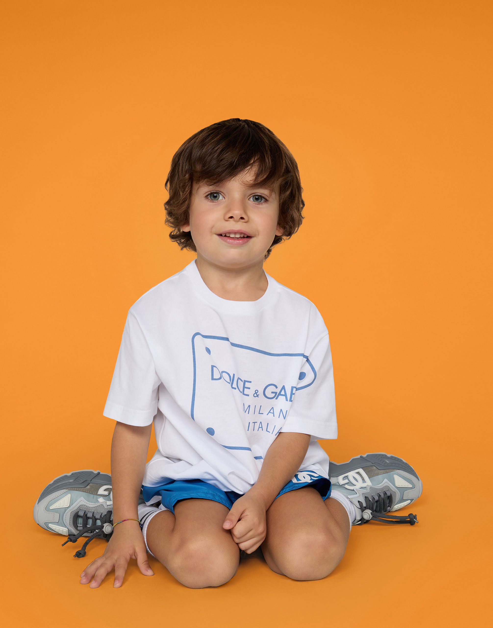 Dolce & Gabbana Kids' Little Boy's & Boy's Logo Swim Trunks In Blue