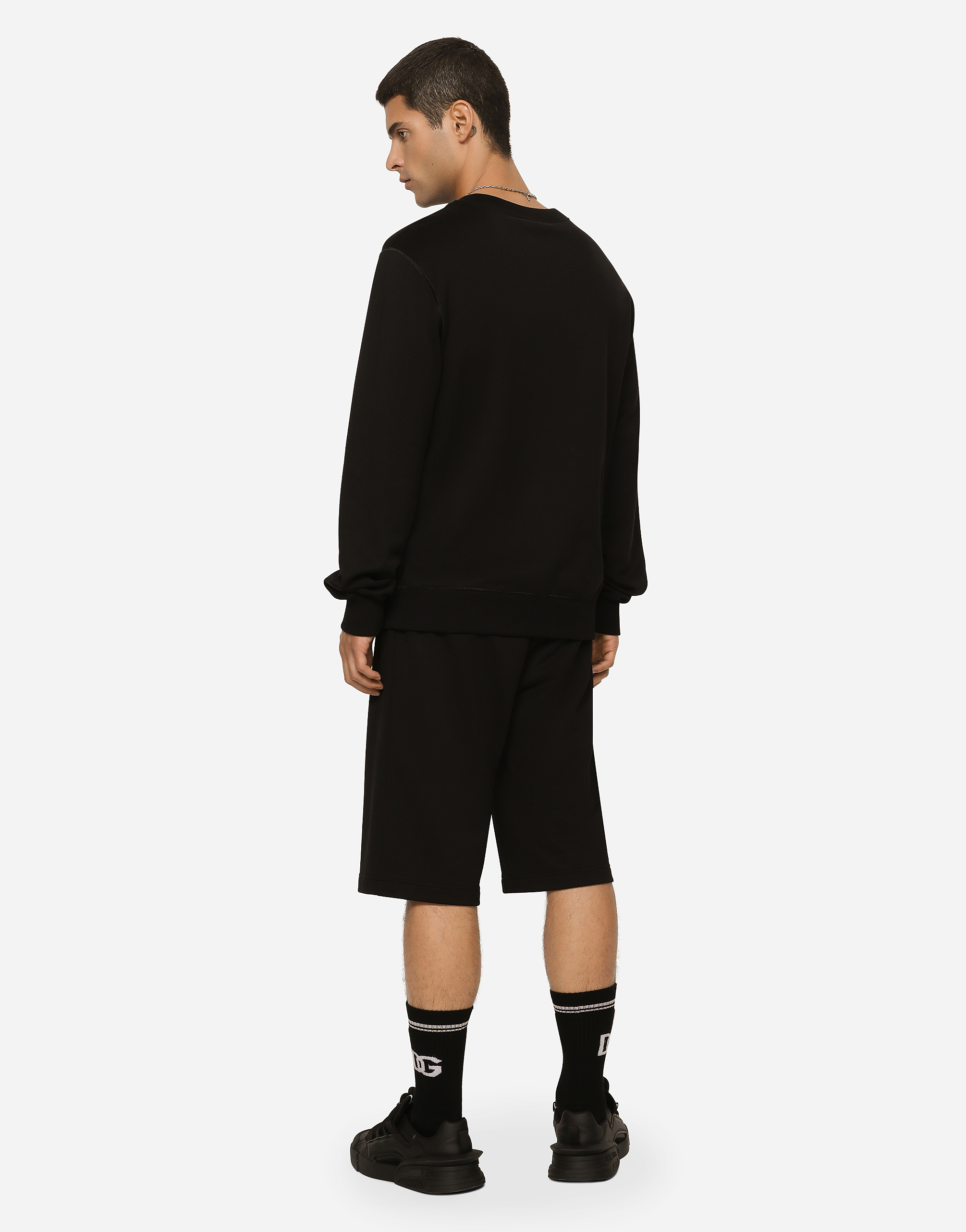 Dolce & Gabbana Jersey Sweatshirt With Branded Tag In Black