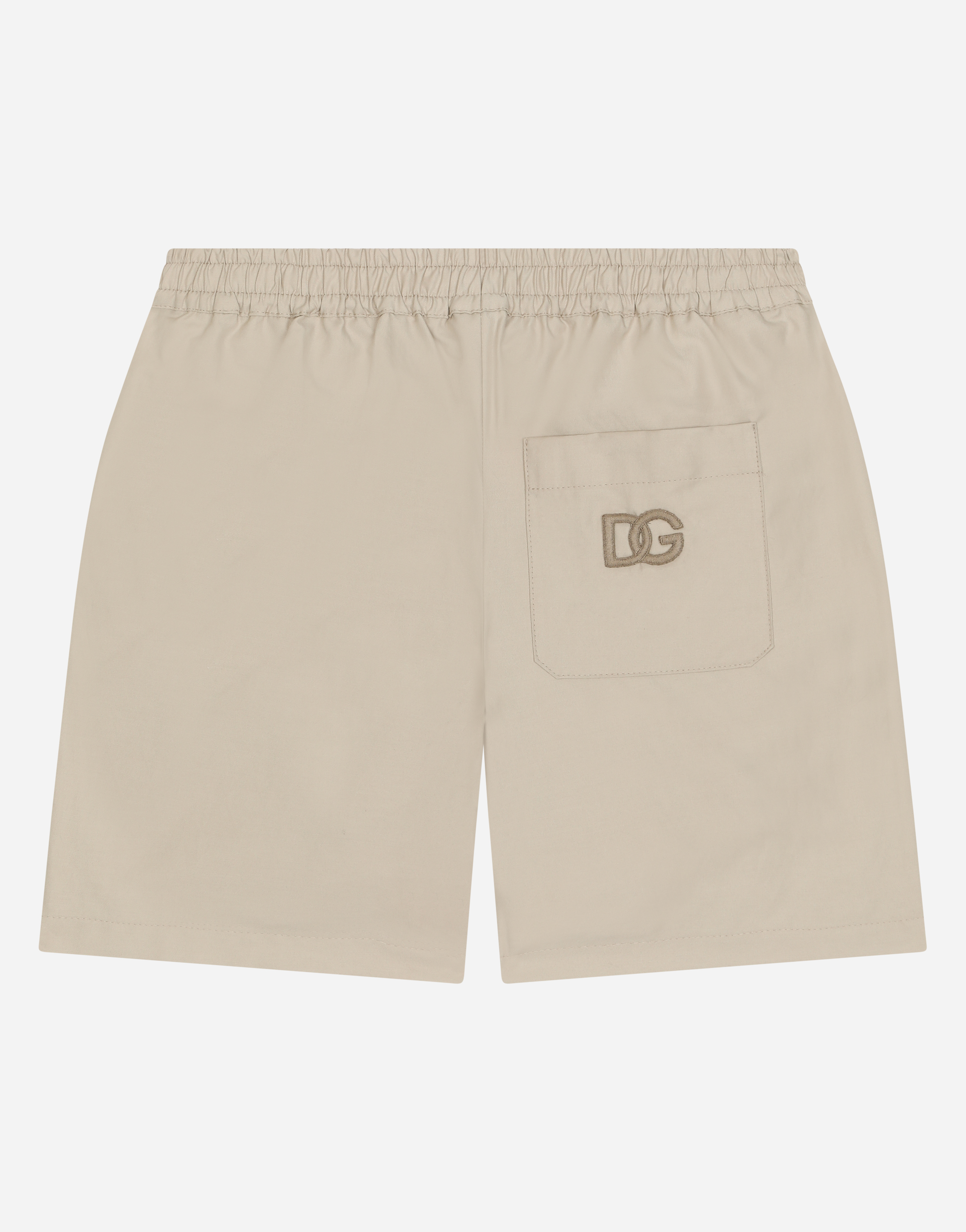 Shop Dolce & Gabbana Drill Shorts With Dg Logo Patch In Beige