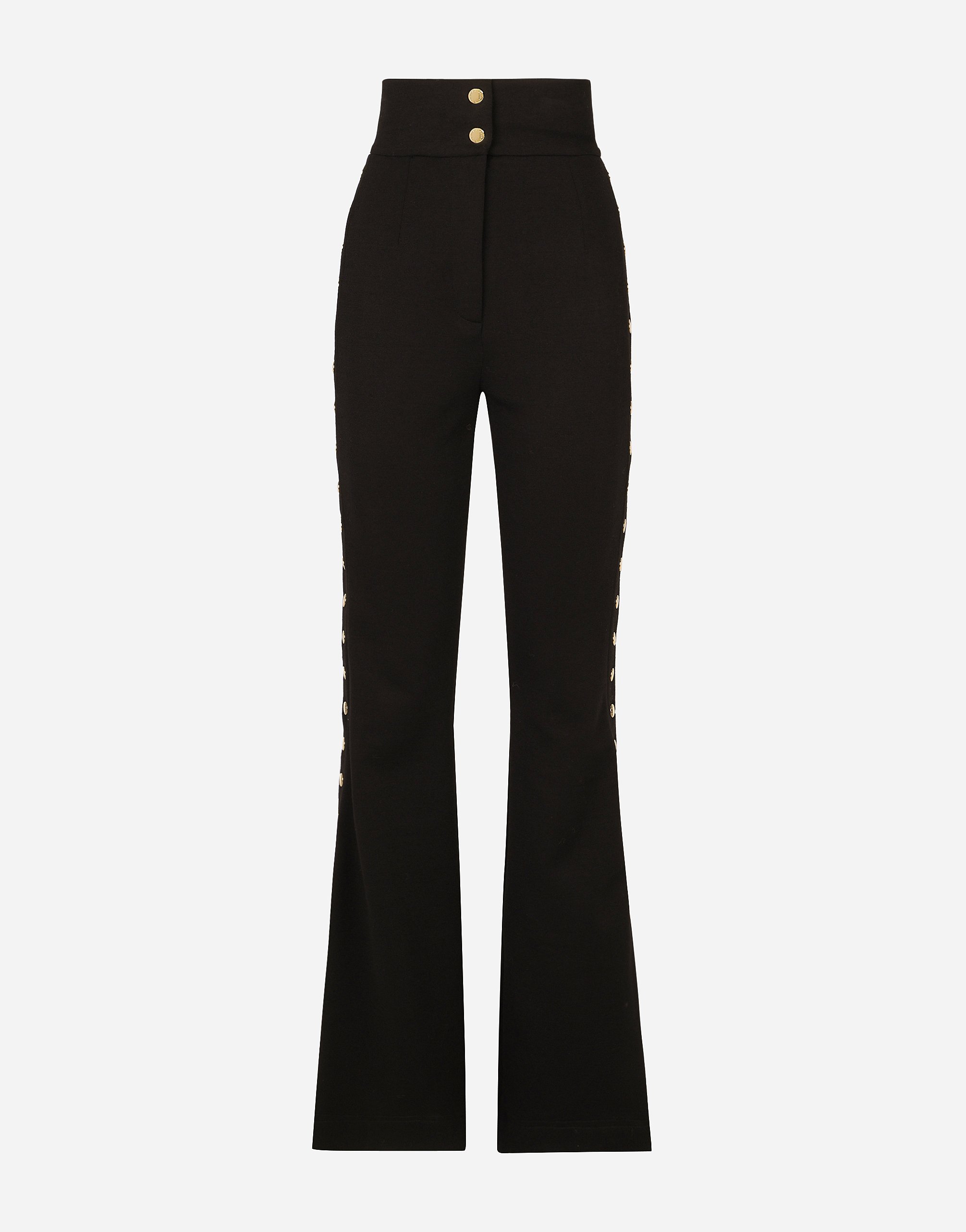 Dolce & Gabbana Full Milano Pants With Buttons Down The Side - Woman Pants And Shorts Black Fabric