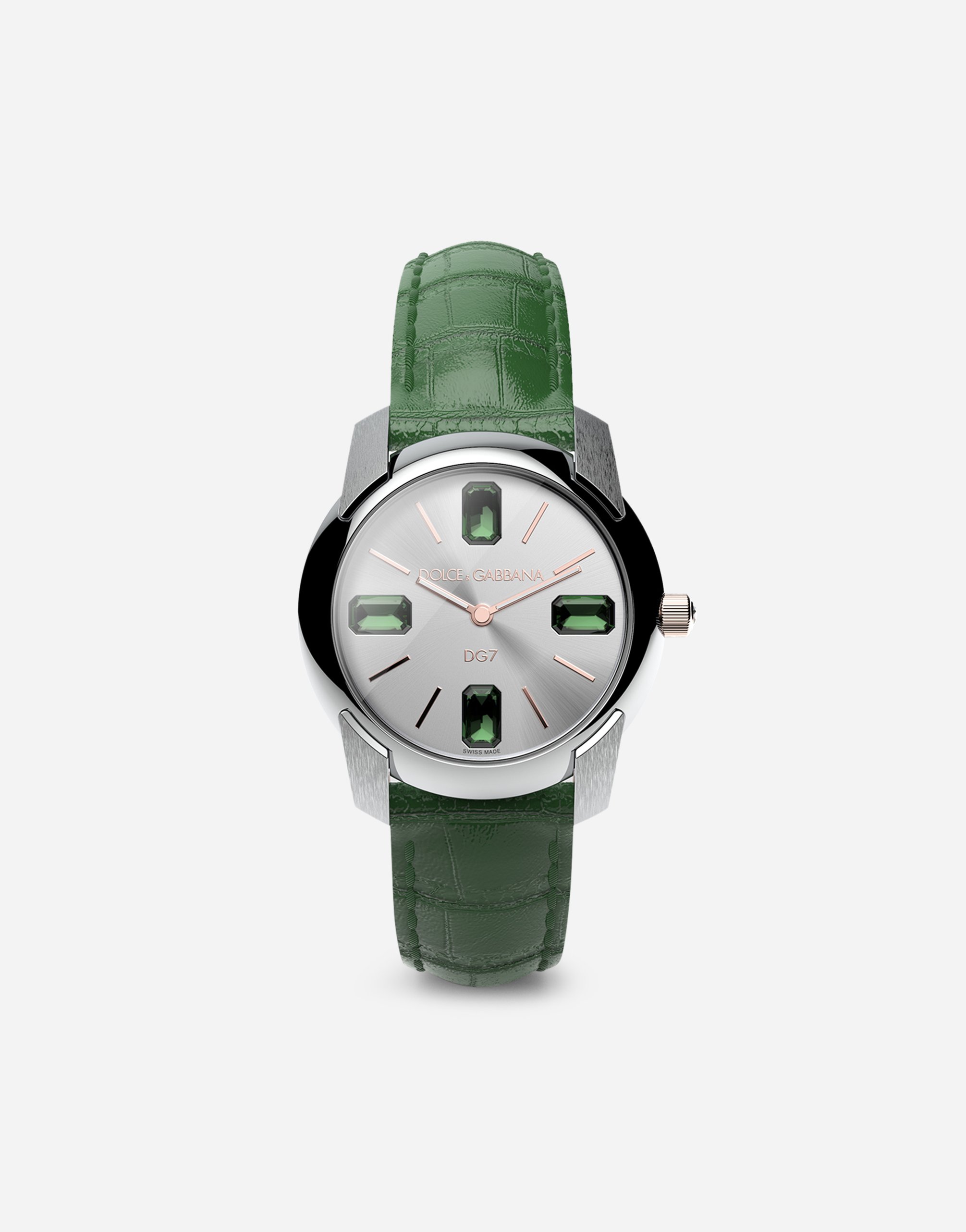 Dolce & Gabbana Watch With Alligator Strap In Dark Green
