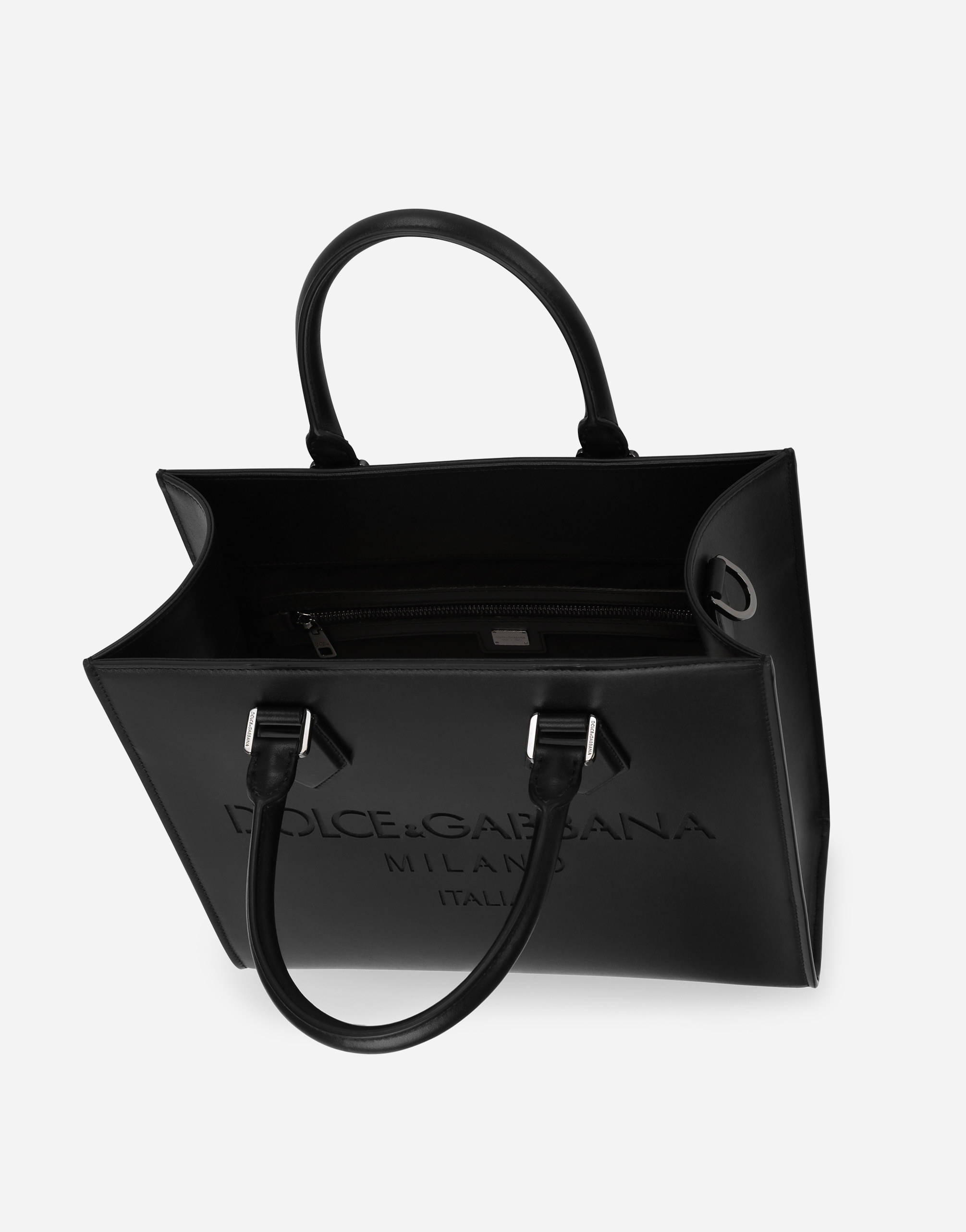 DOLCE & GABBANA SMALL CALFSKIN SHOPPER WITH LOGO