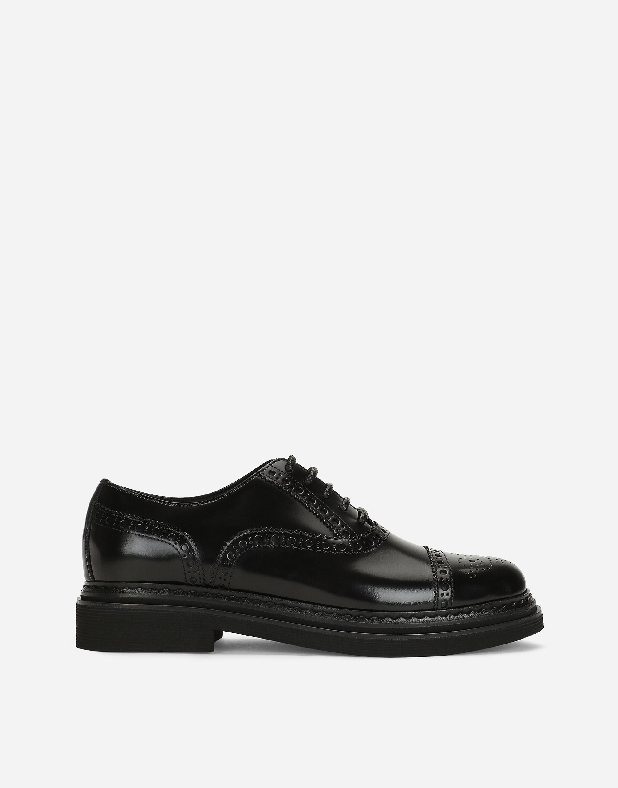 Dolce & Gabbana Day Classic Brushed Leather Brogue Shoes In Black