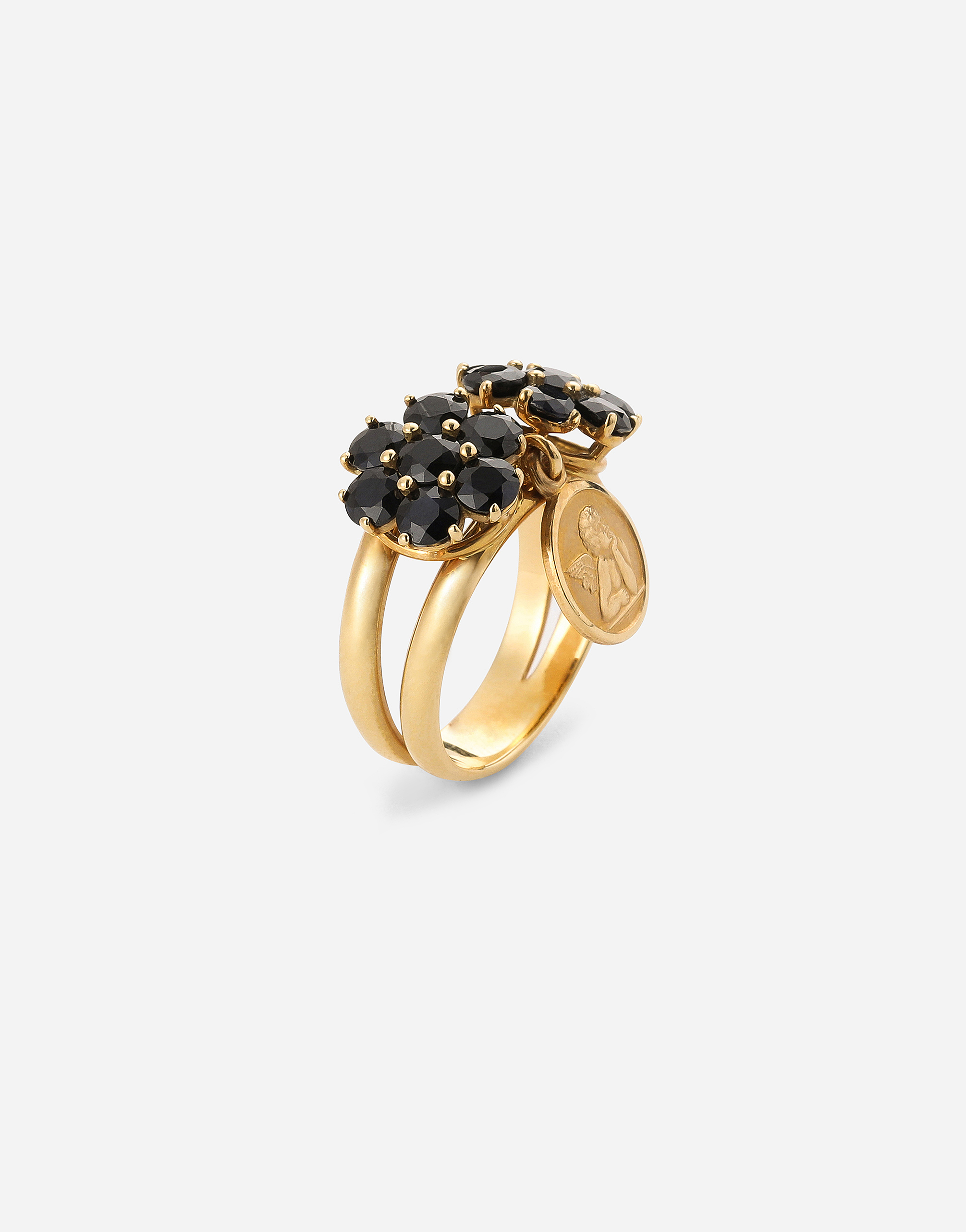 DOLCE & GABBANA FAMILY RING IN YELLOW 18KT GOLD WITH BLACK SAPPHIRES