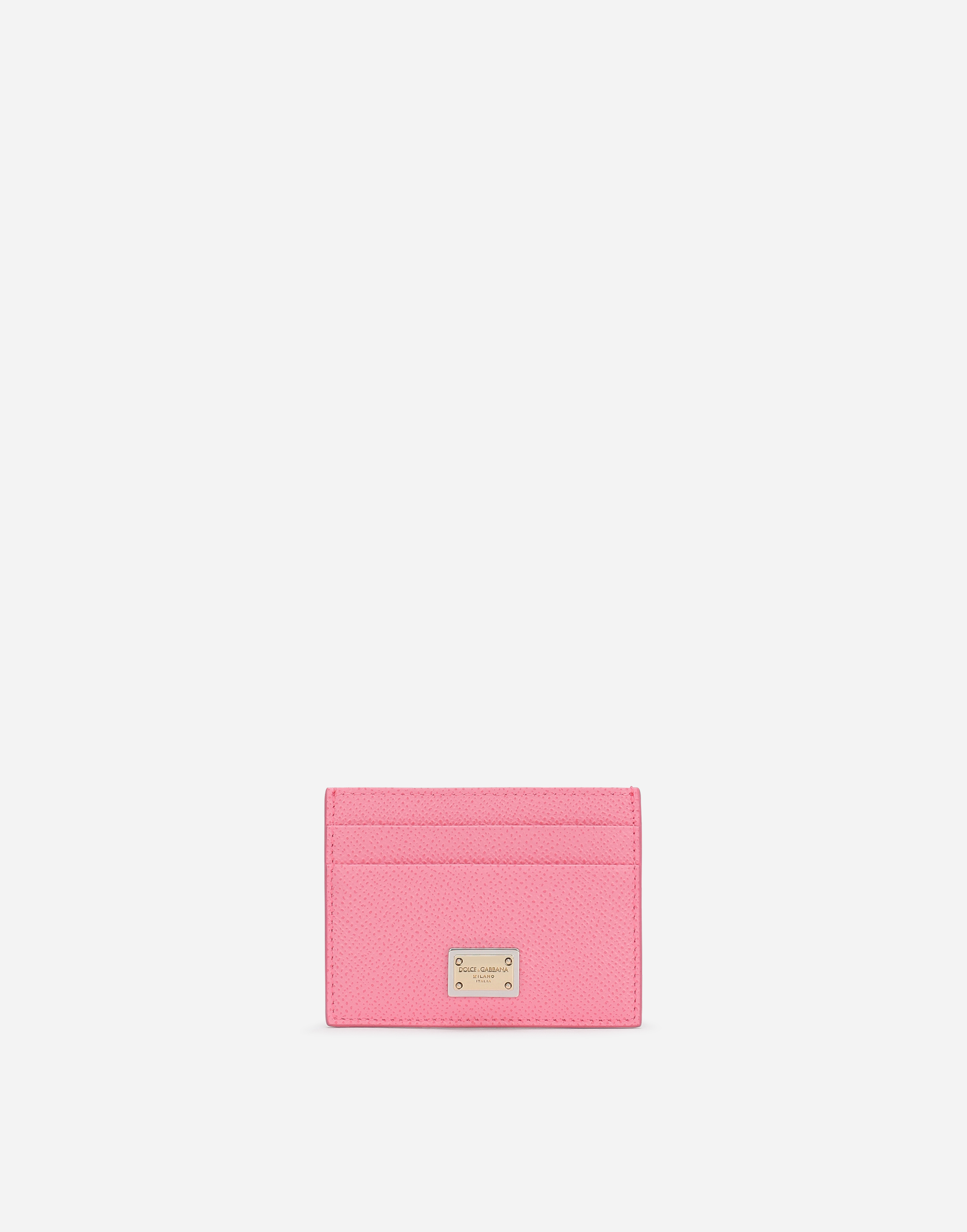 Dolce & Gabbana Dauphine Calfskin Card Holder With Branded Tag In Pink