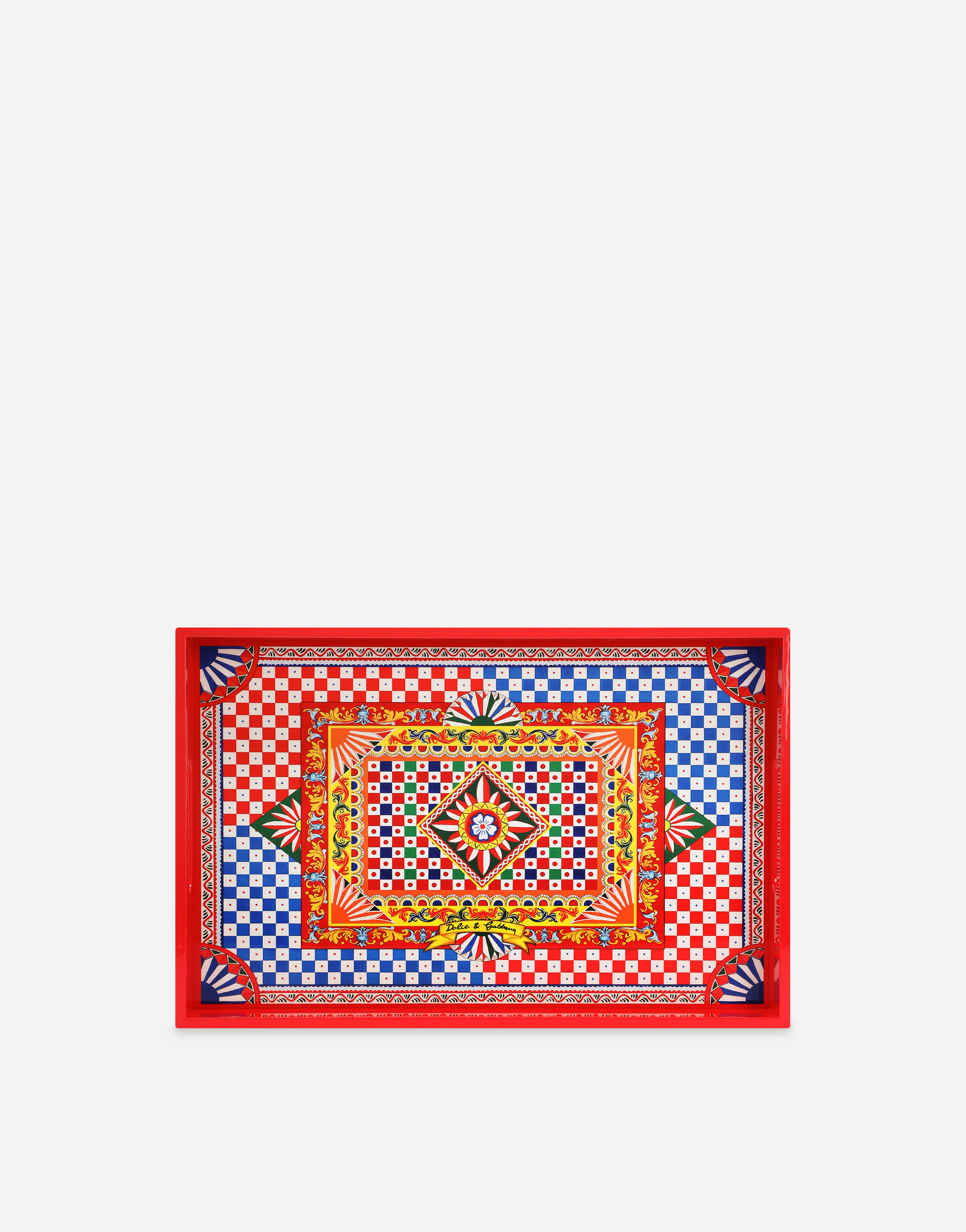 Dolce & Gabbana Wooden Tray In Multicolor