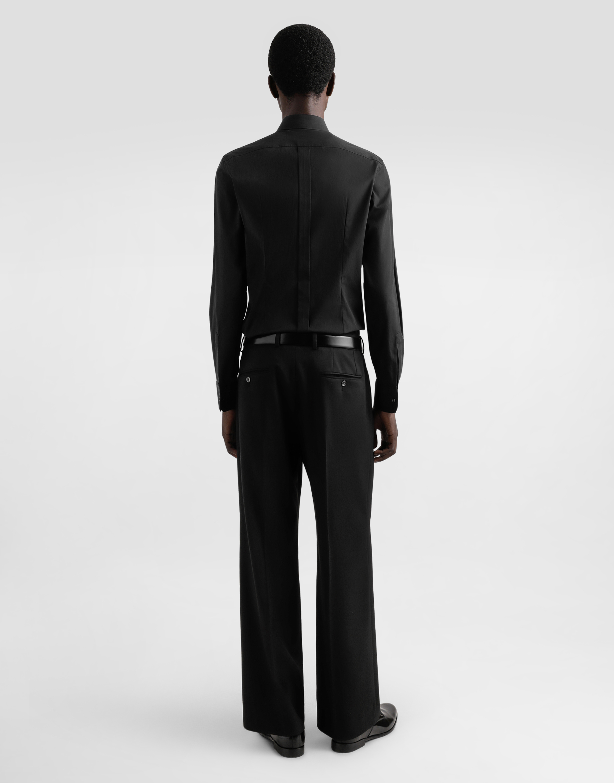 Dolce & Gabbana Cotton Tuxedo Shirt With Heraldic Patch In Black