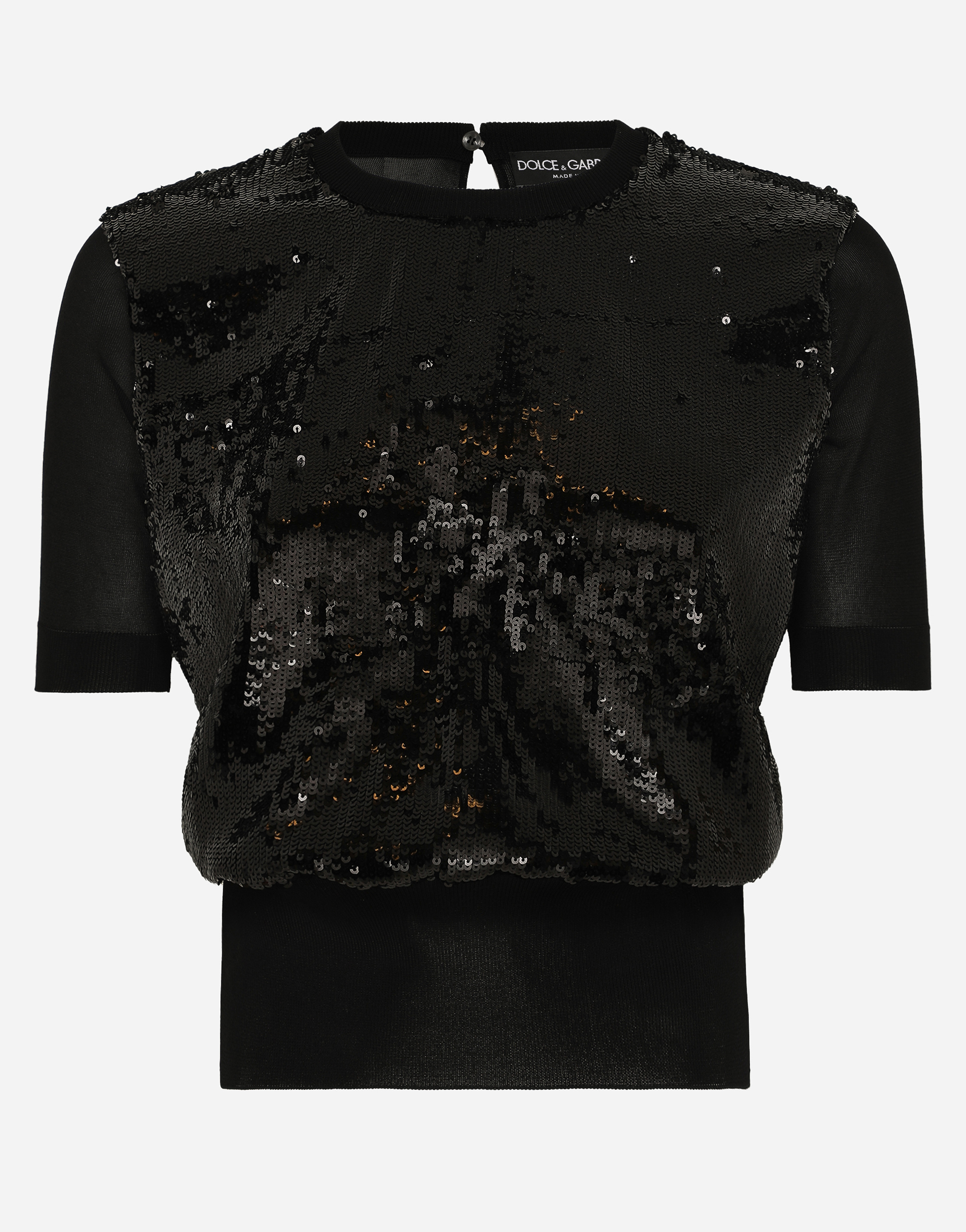 Dolce & Gabbana Short-sleeved Top With Sequin Embellishment - Woman Sweaters And Cardigans Black