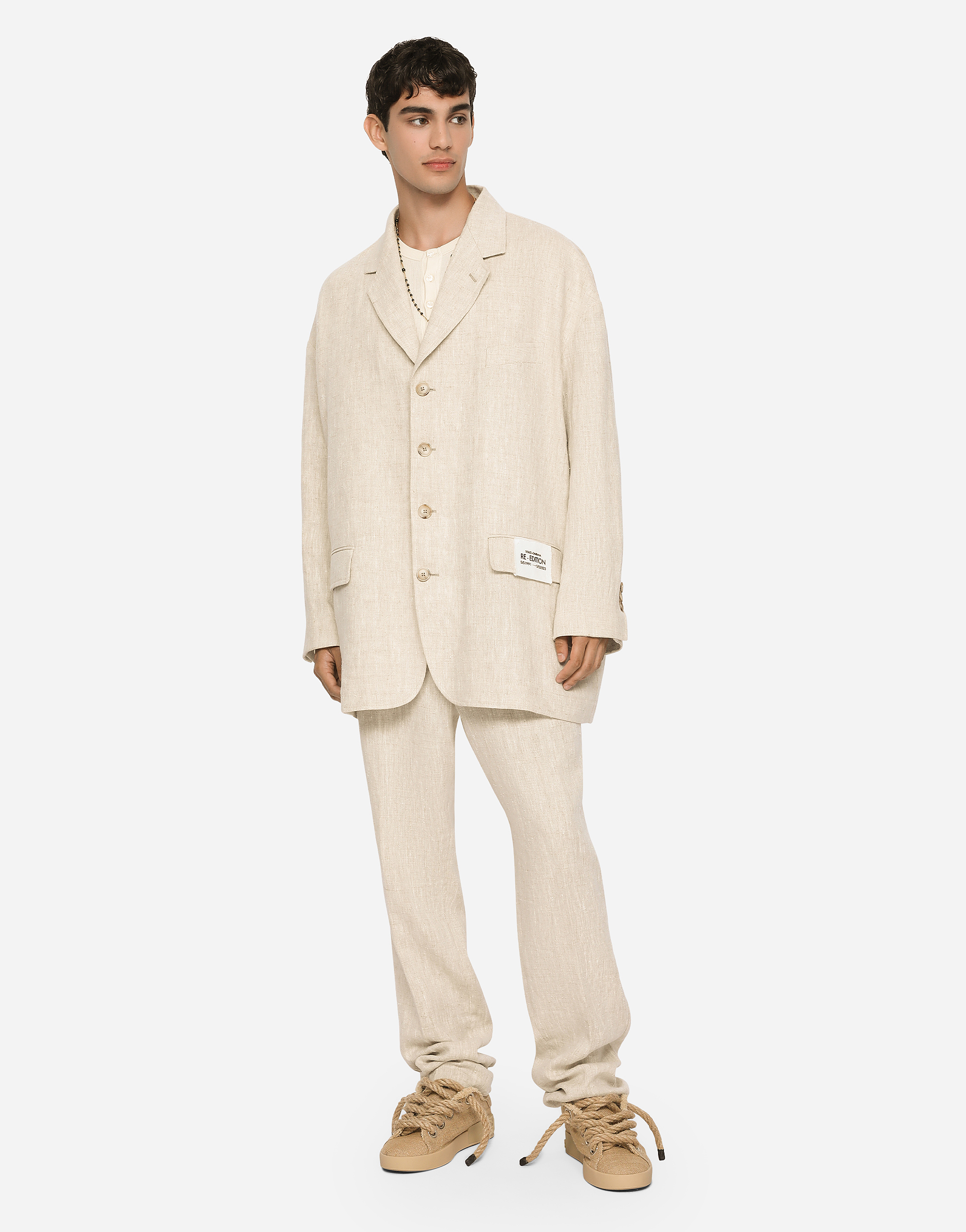 DOLCE & GABBANA OVERSIZE SINGLE-BREASTED LINEN AND VISCOSE JACKET