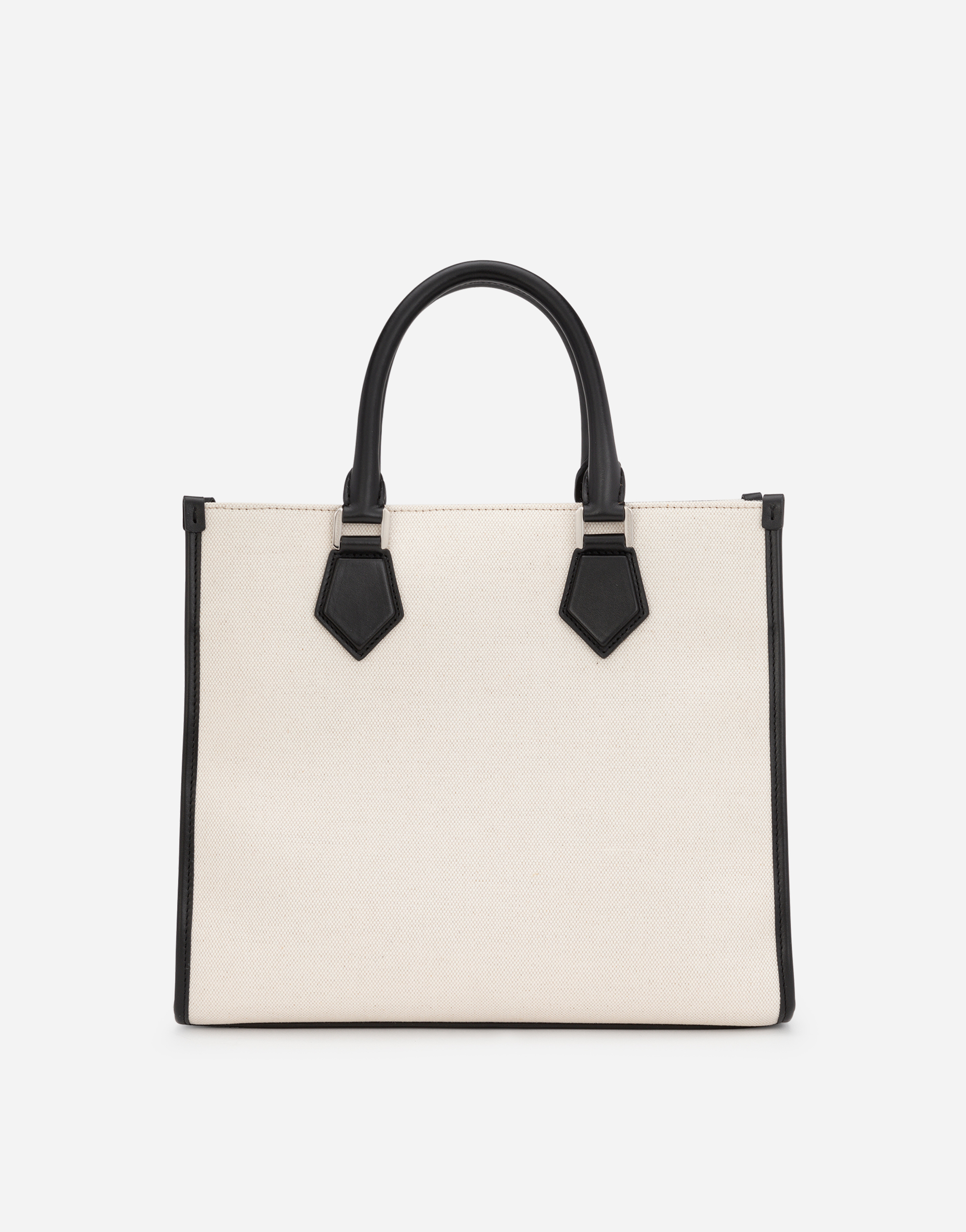 DOLCE & GABBANA CANVAS SHOPPER WITH CALFSKIN NAPPA DETAILS
