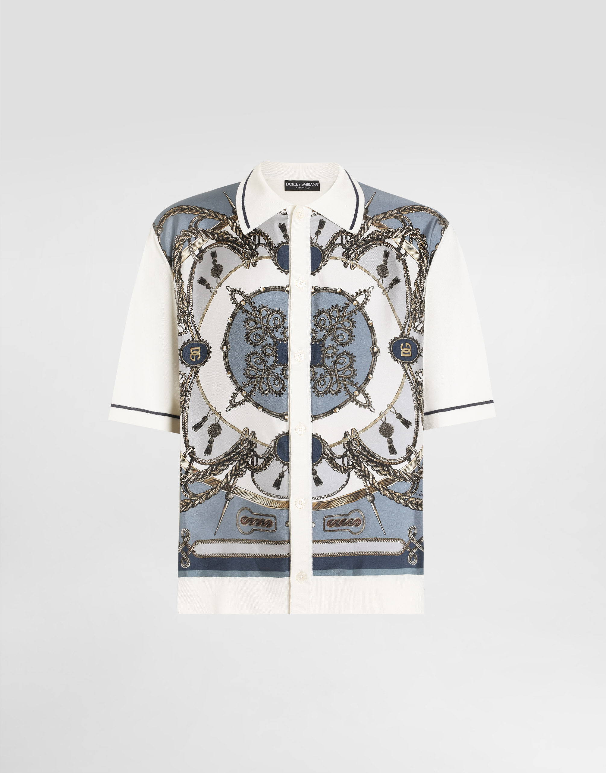 DOLCE&GABBANA ドルガバ　シルク半袖シャツ 38 Multicolorのメンズ ツイル シルク&コットン シャツ | Dolce&Gabbana®