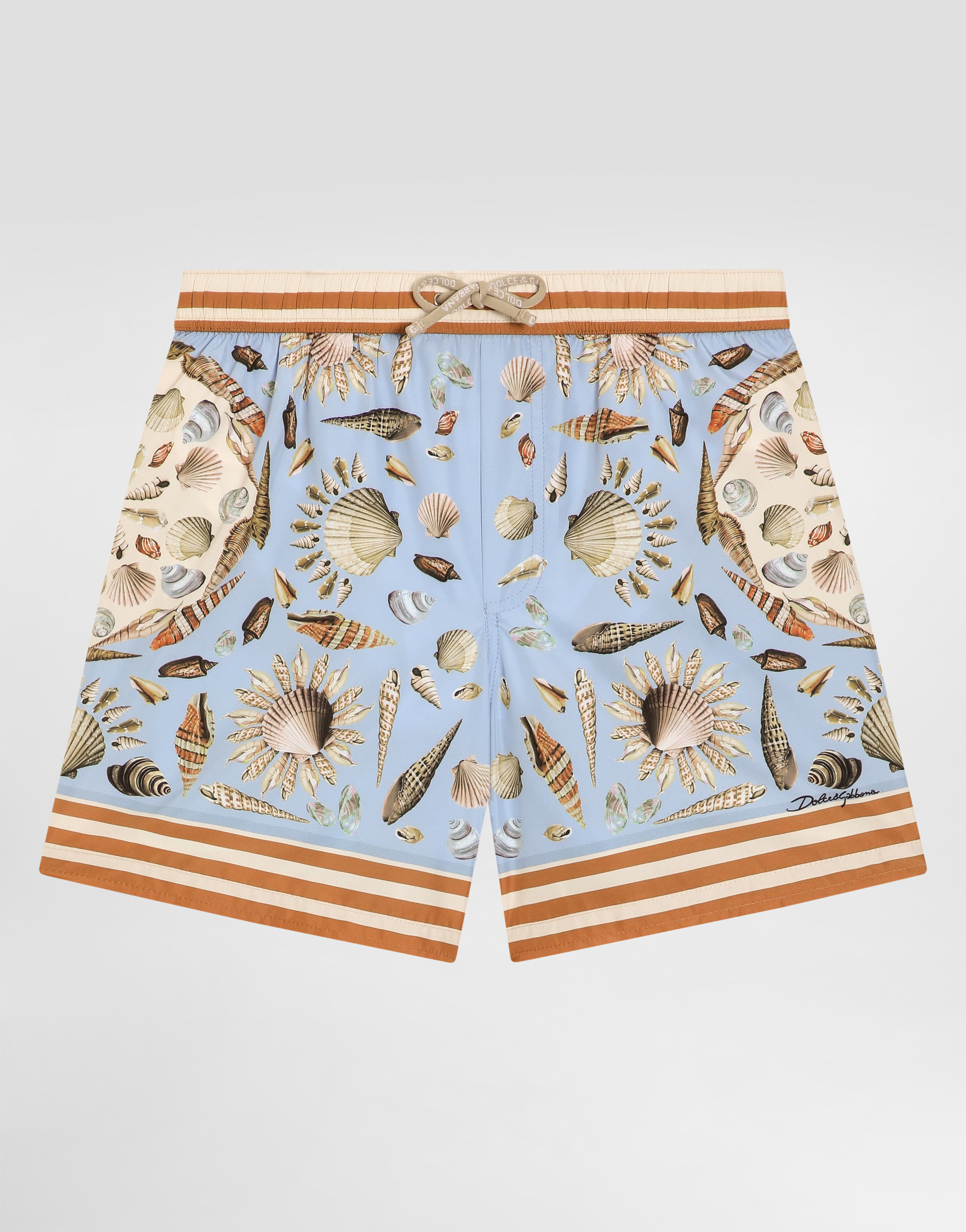 Dolce & Gabbana Shell-print Medium Canvas Boxer Shorts In Blue