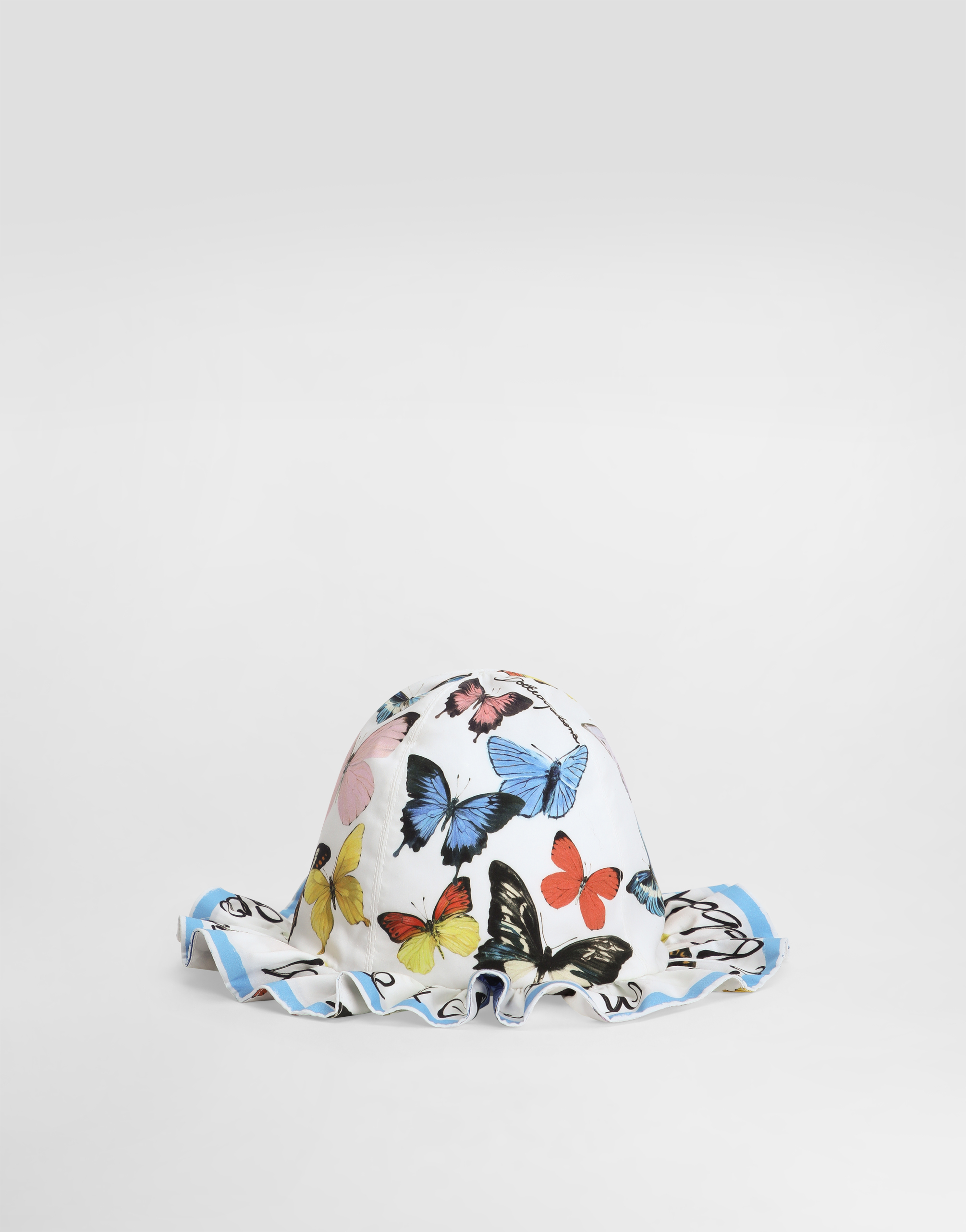 Dolce & Gabbana Poplin Bucket Hat With Butterfly Print In Print