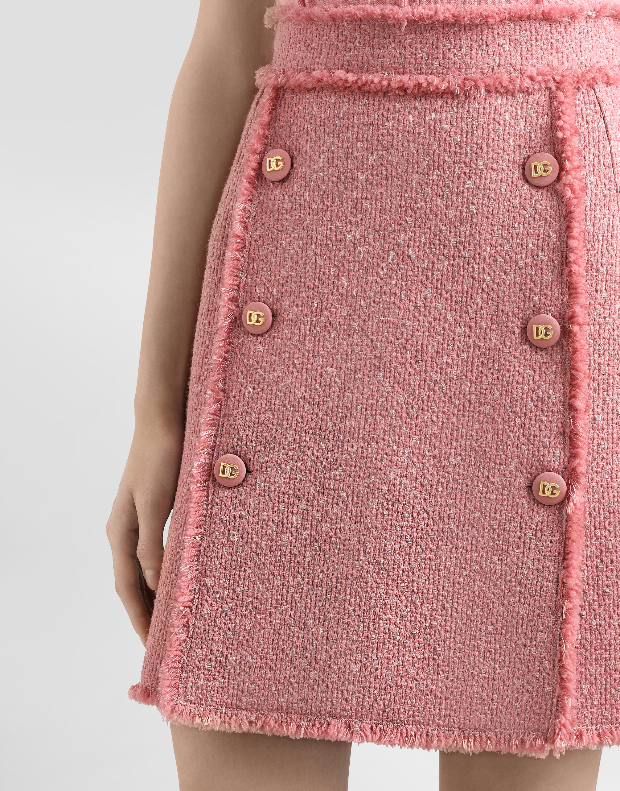 Dolce & Gabbana Short Skirt With Dg Logo Buttons In Pink