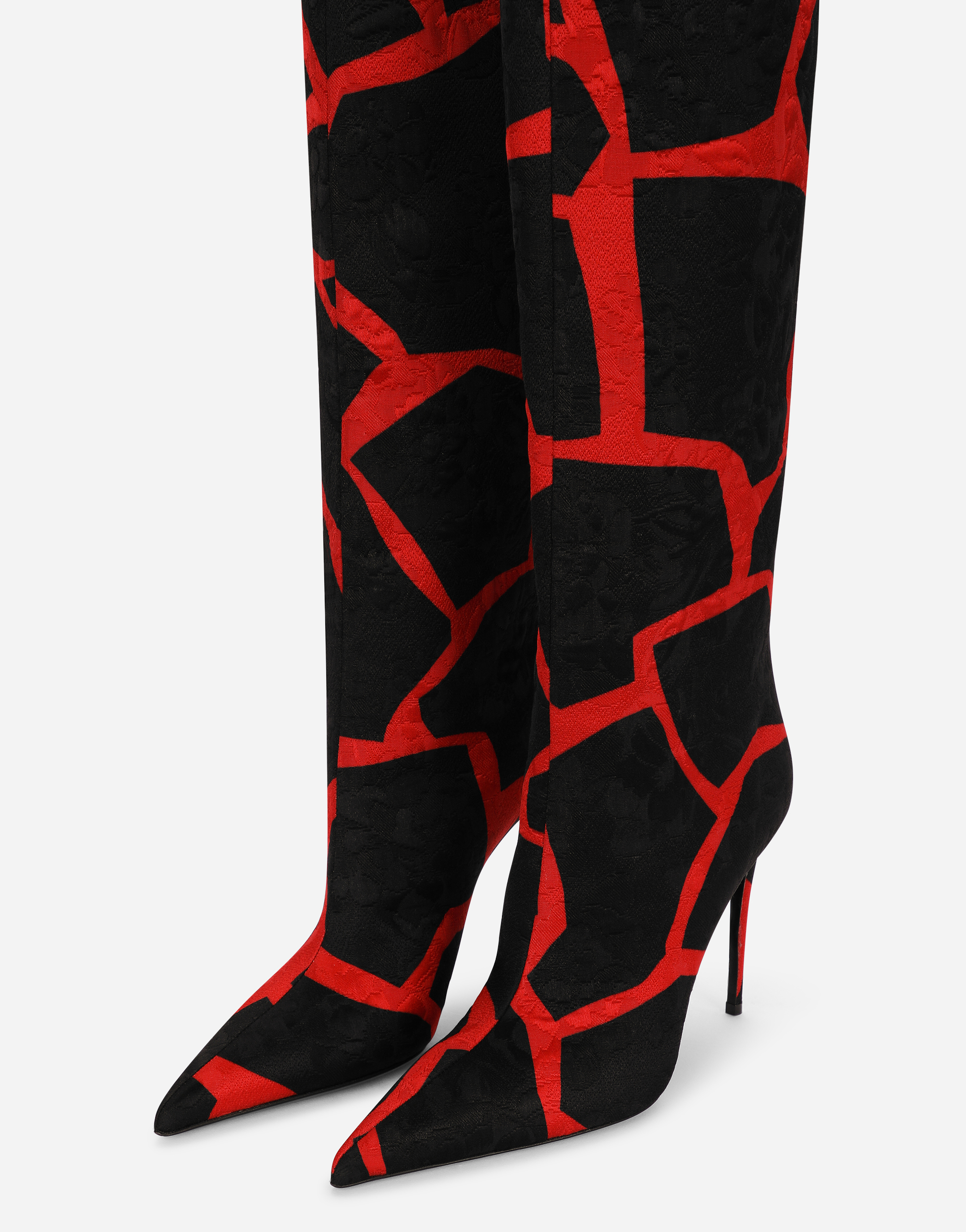 DOLCE & GABBANA GIRAFFE-PRINT BROCADE BOOTS